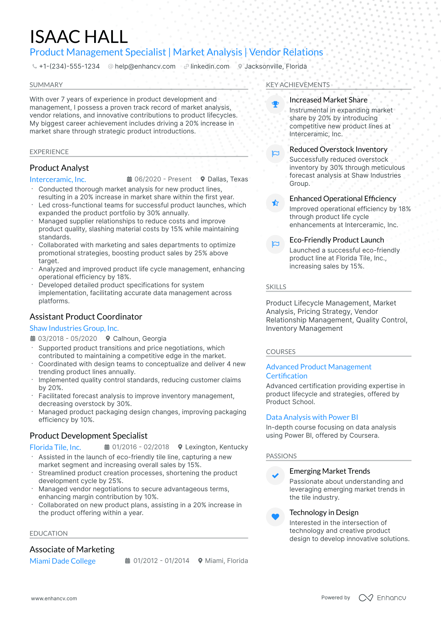 A resume example of a Modern