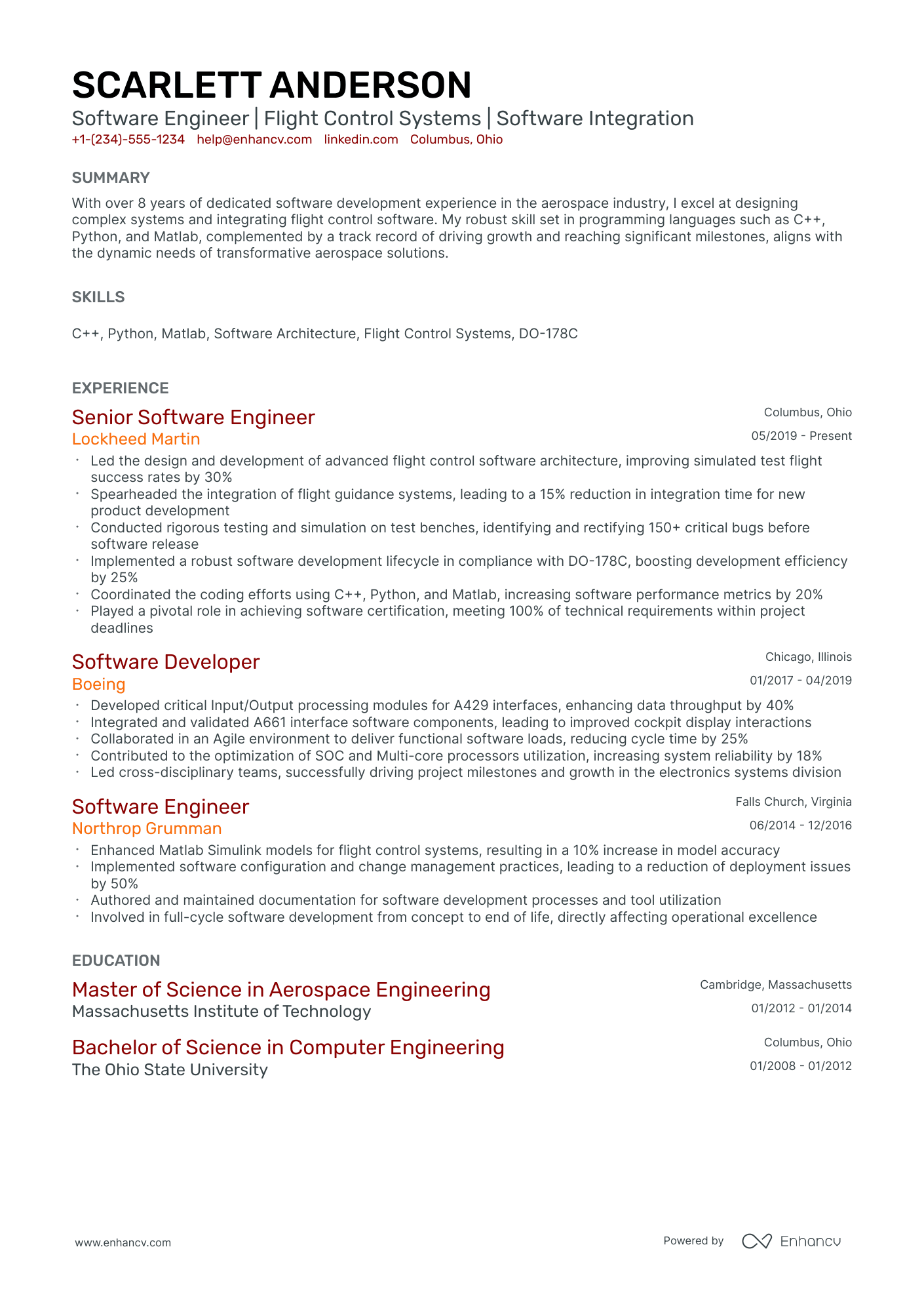 A resume example of a Classic