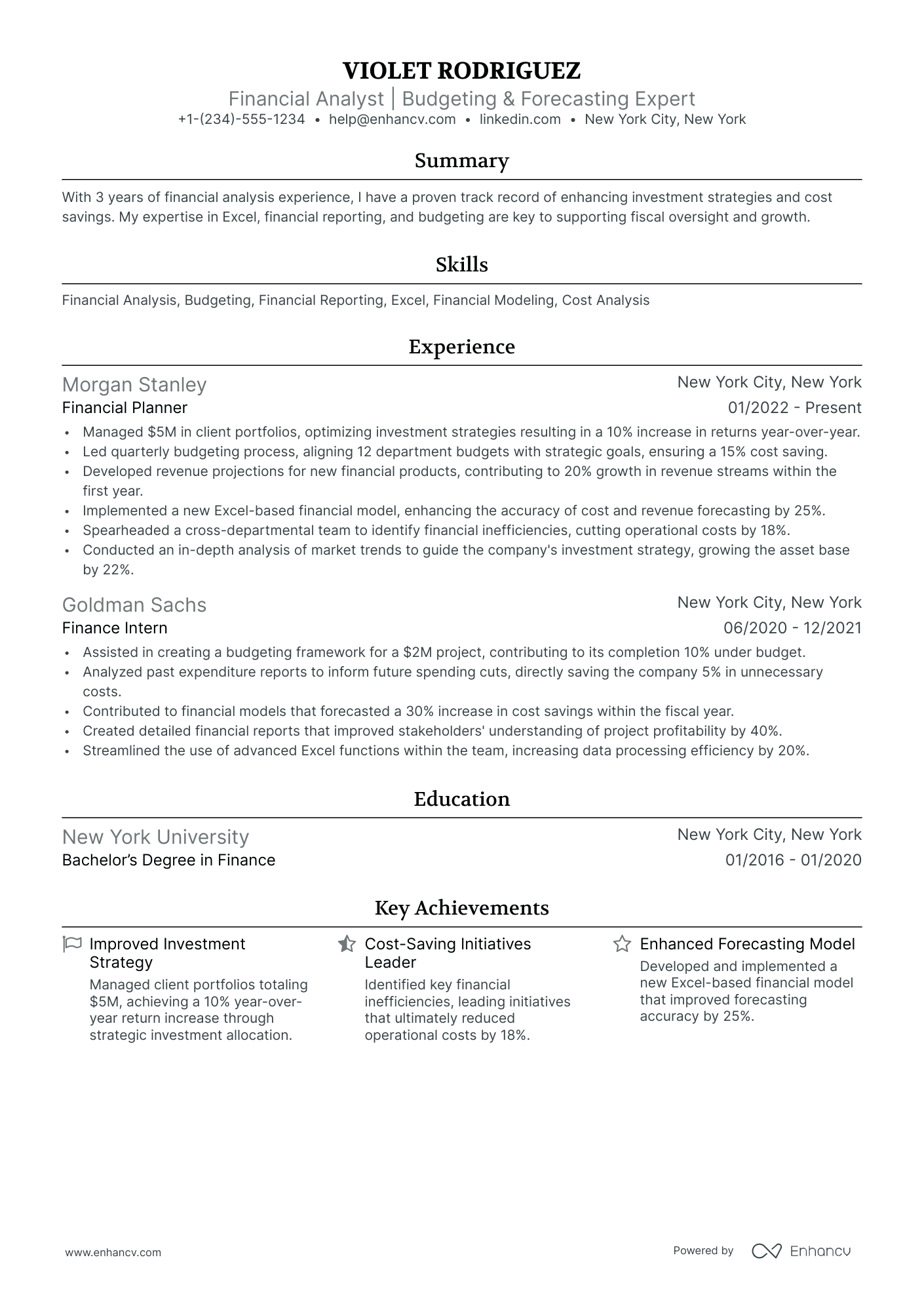 A resume example of a Ivy League