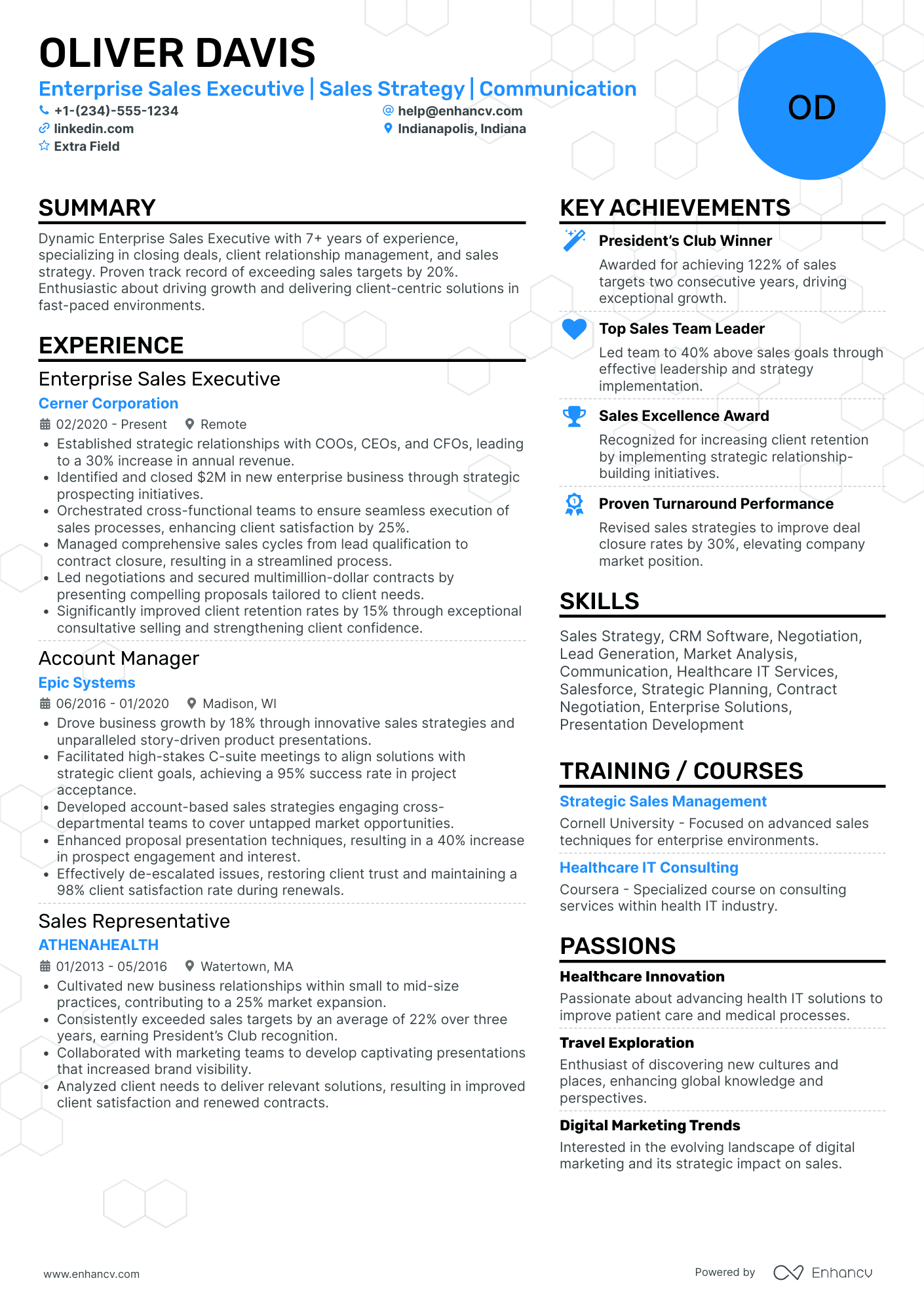 A resume example of a Enterprise Sales Executive