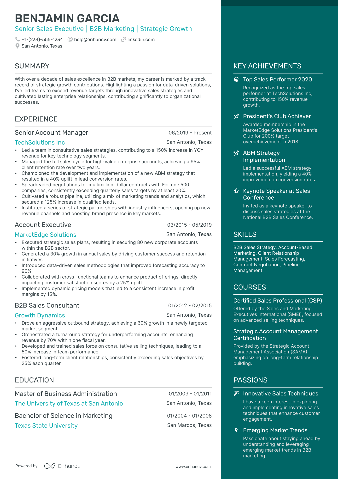 A resume example of a Elegant
