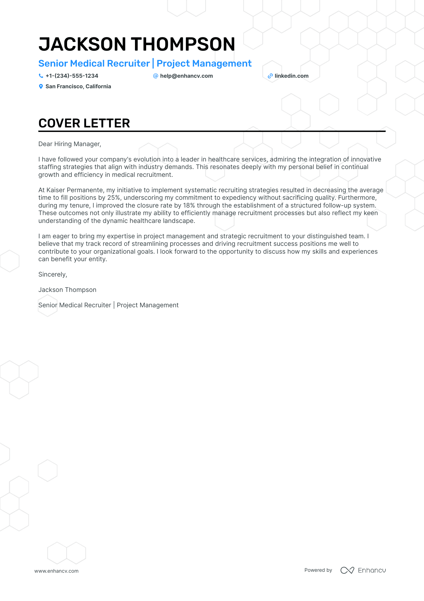 A resume example of a Medical Recruiter