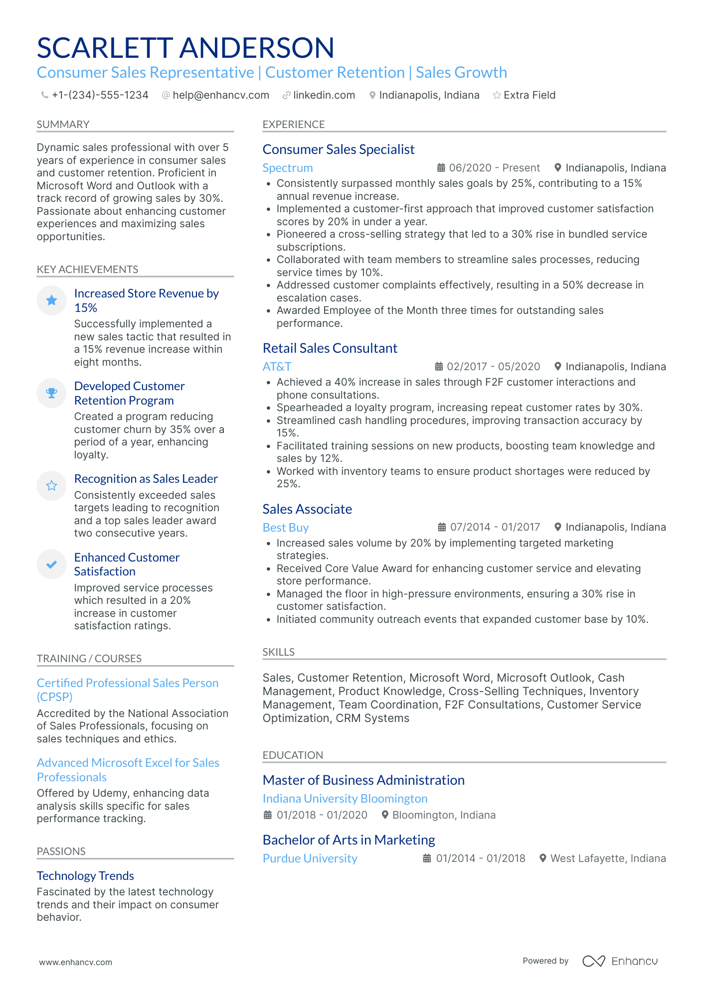 A resume example of a Consumer Goods Sales Representative