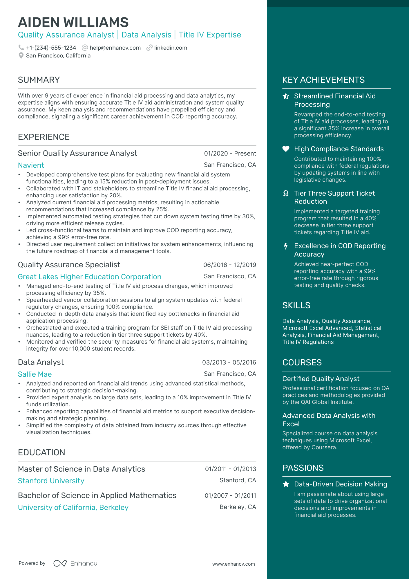 A resume example of a Elegant