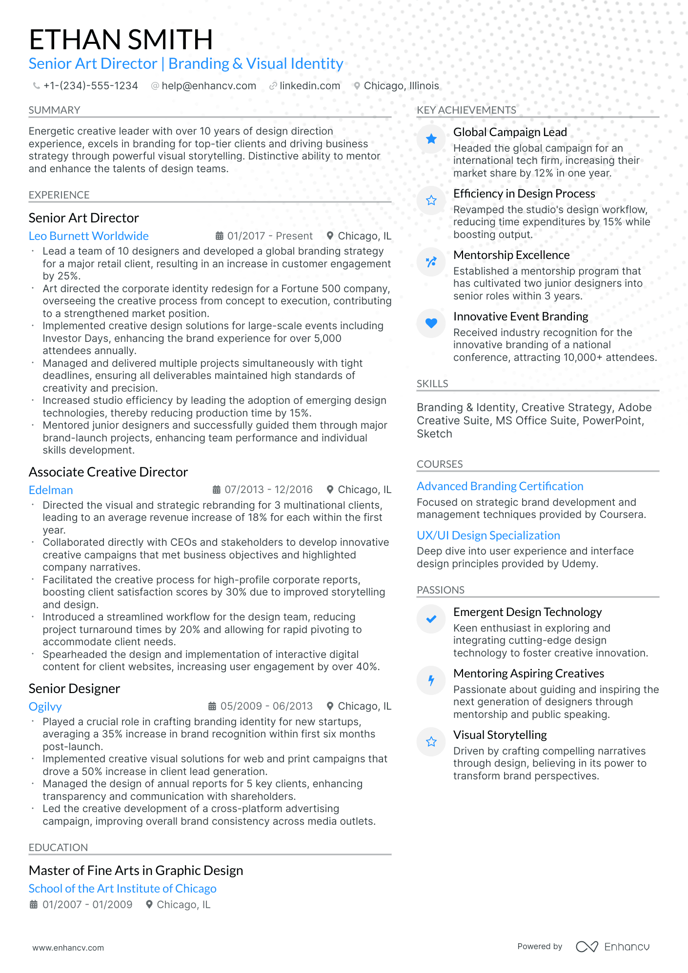 A resume example of a Modern