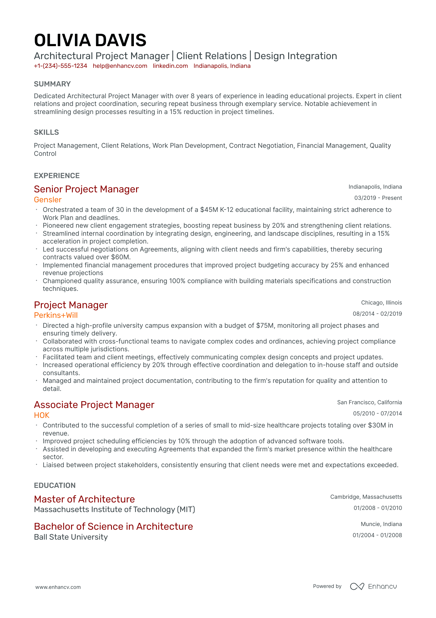 A resume example of a Classic