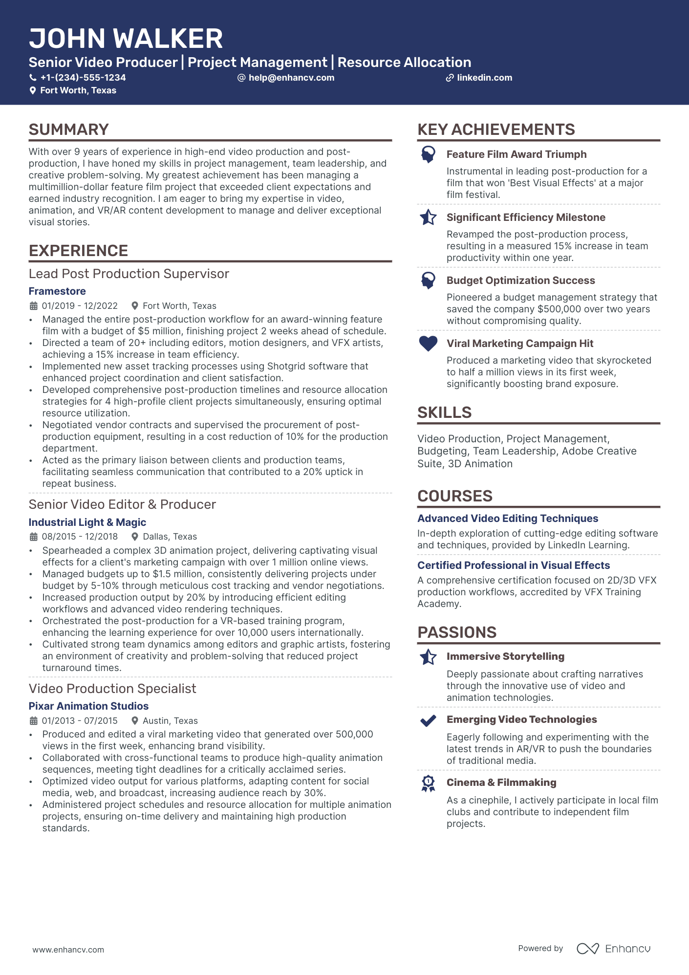 A resume example of a Creative