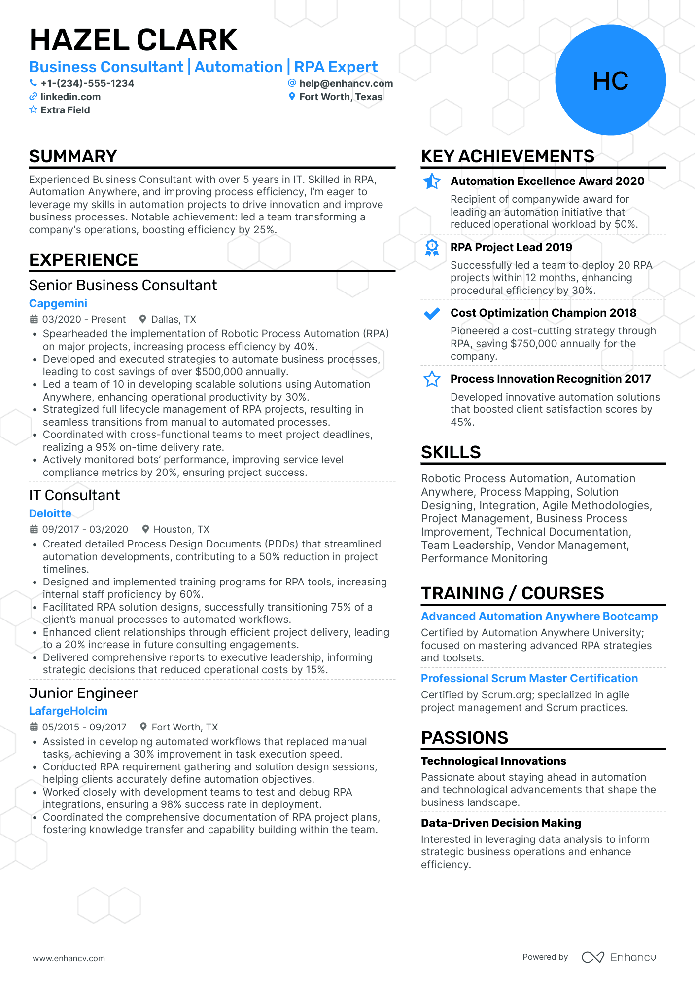 A resume example of a Business Travel Consultant