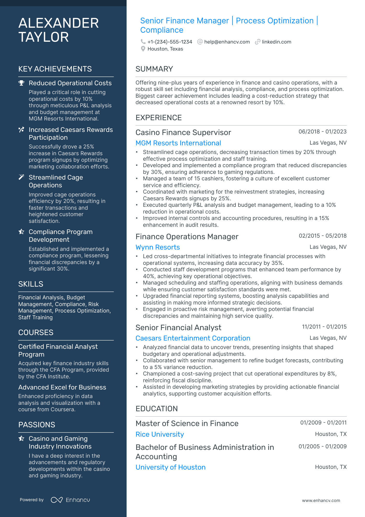 A resume example of a Polished