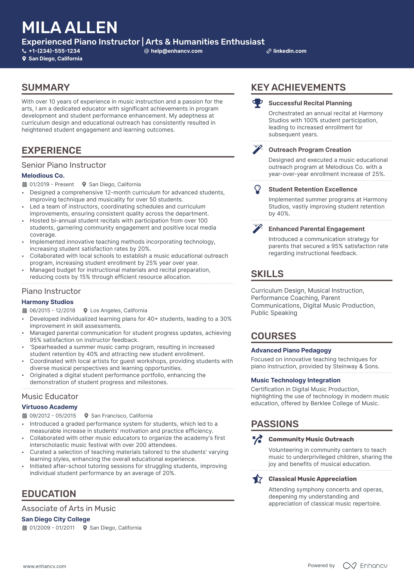 A resume example of a Creative