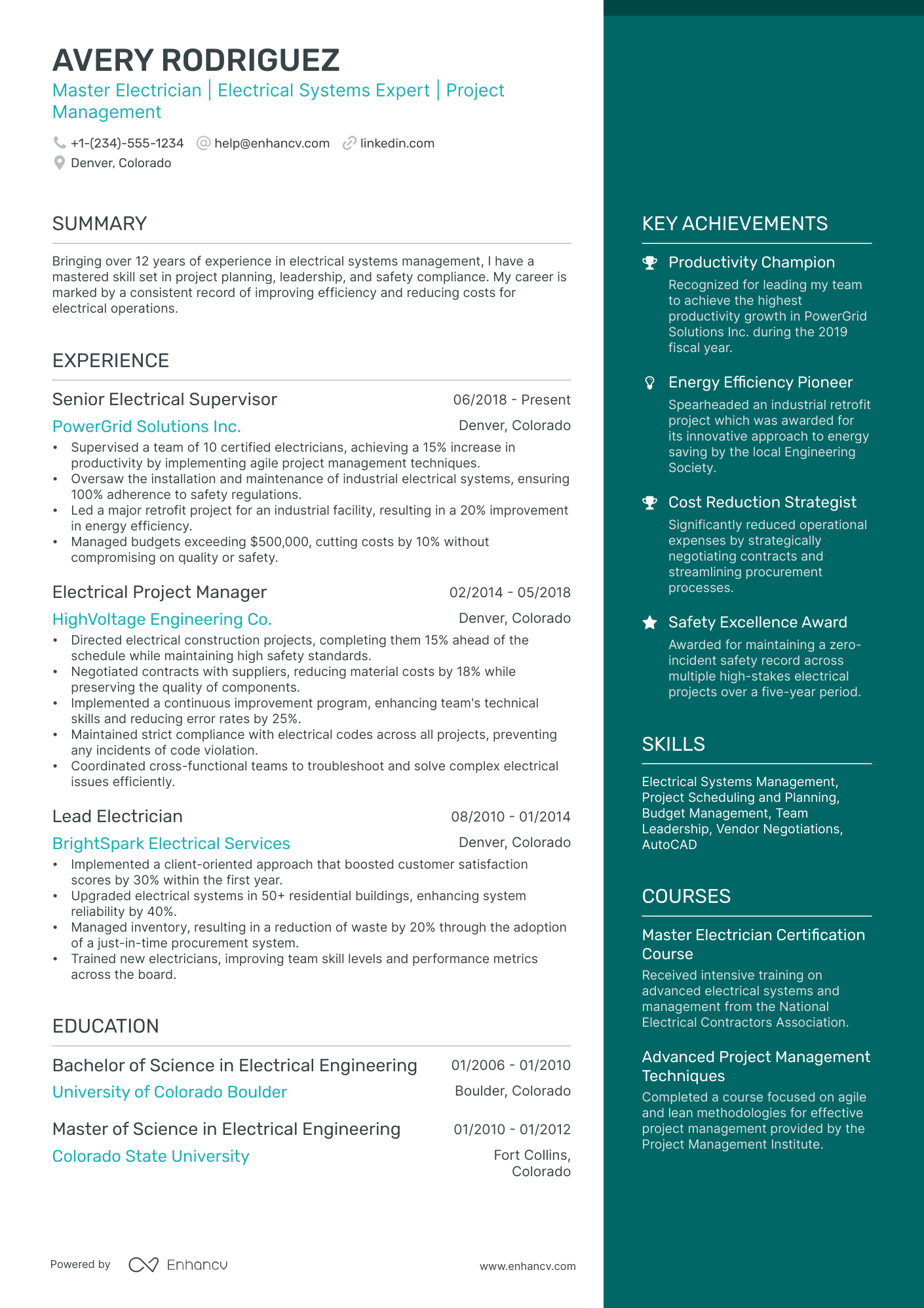 A resume example of a Elegant
