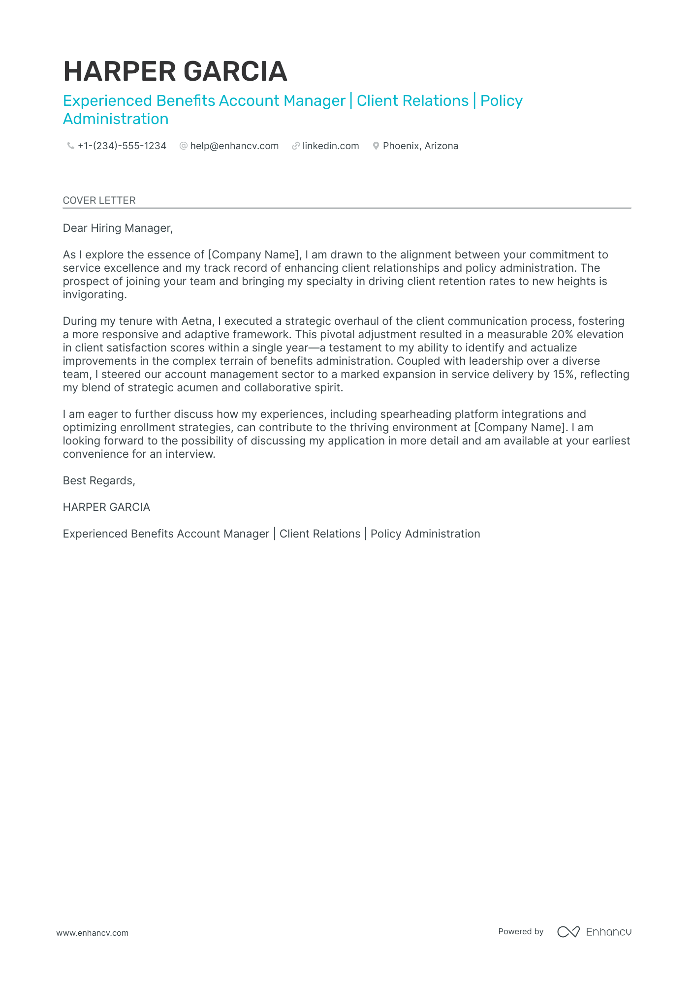 A resume example of a Client Account Manager