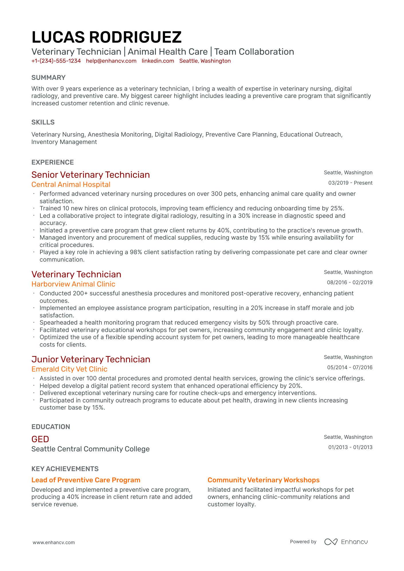 A resume example of a Classic
