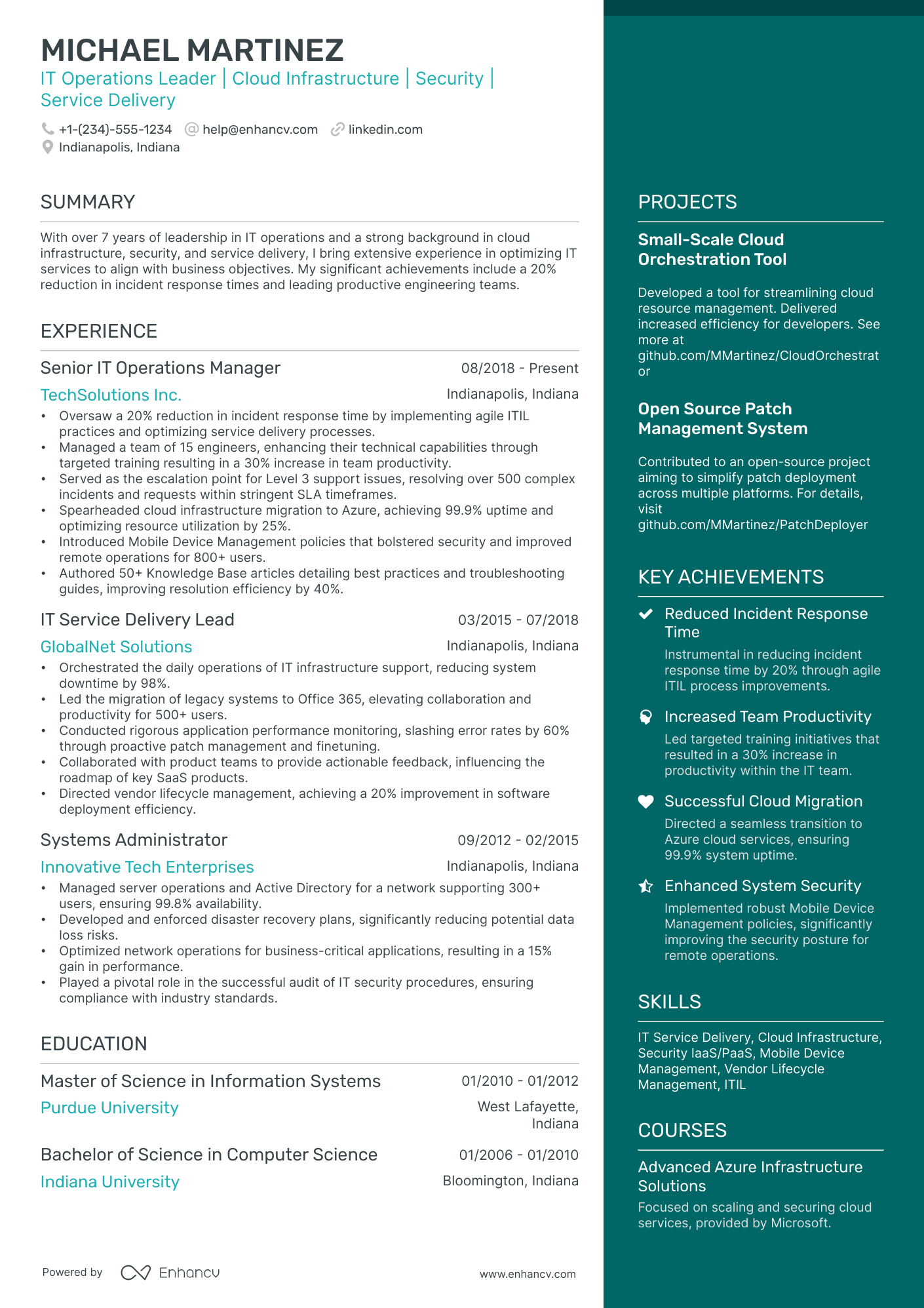 A resume example of a Elegant