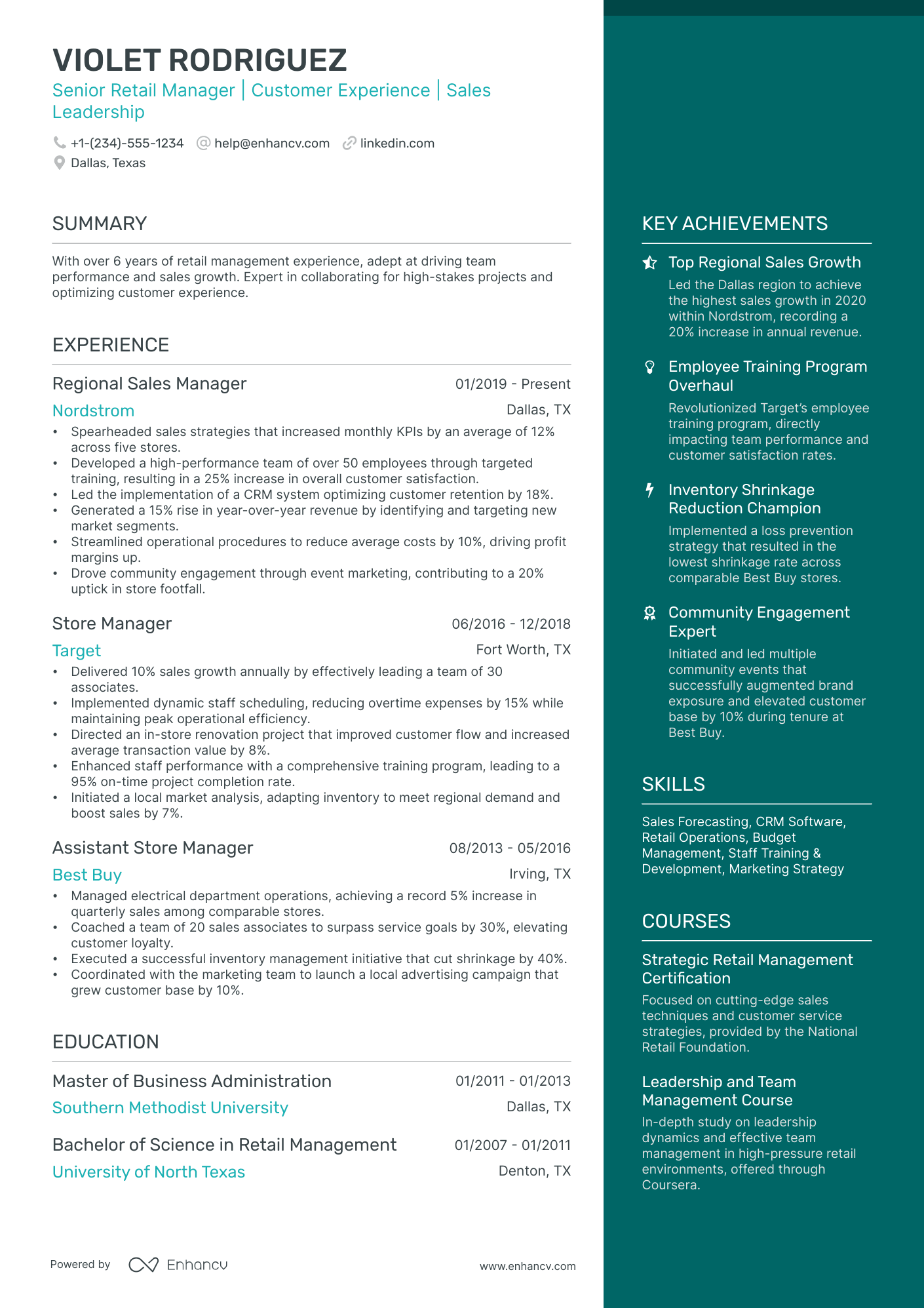 A resume example of a Elegant