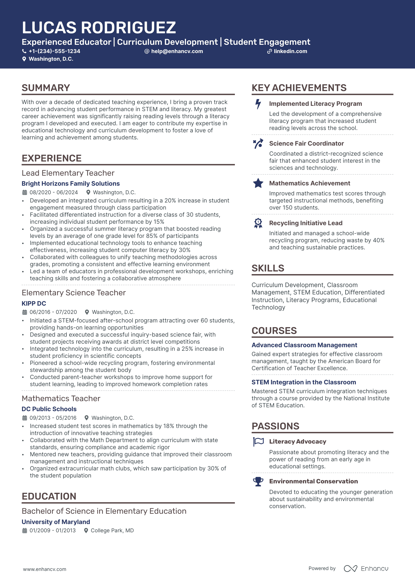 A resume example of a Creative