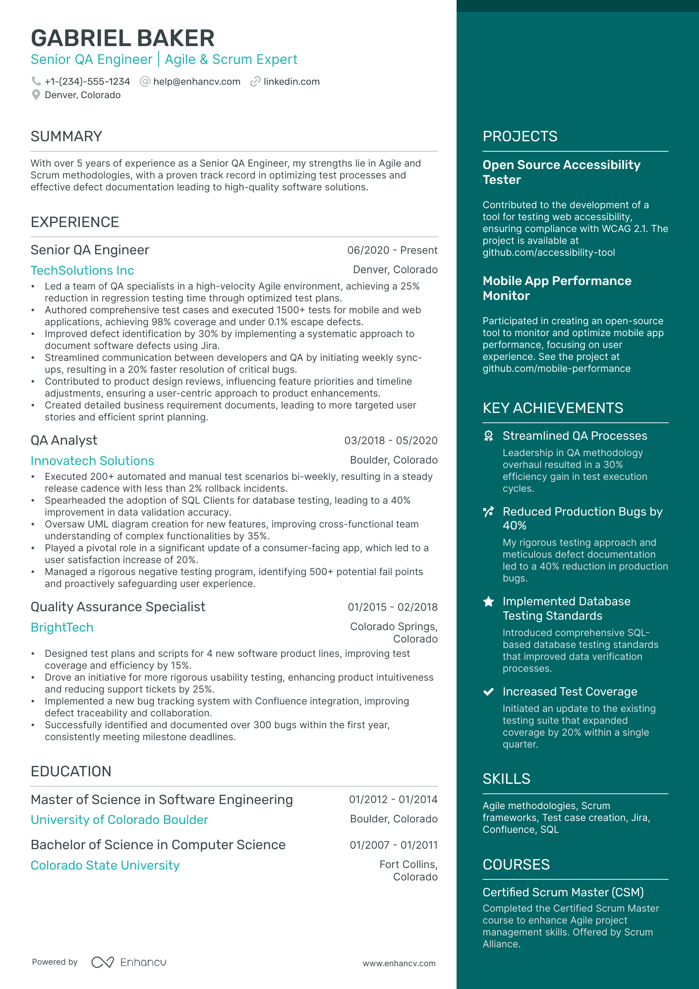 A resume example of a Elegant
