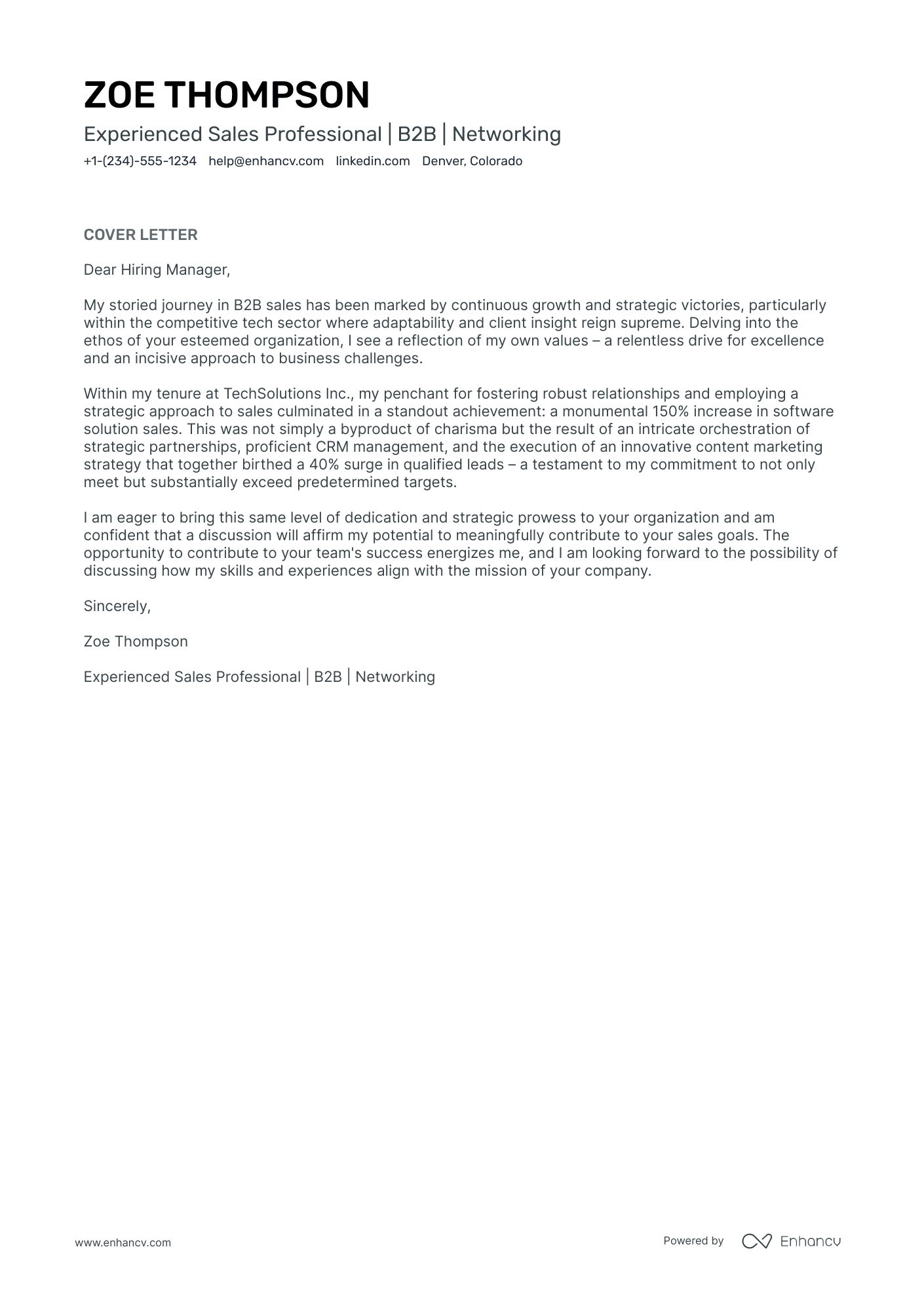 A resume example of a Regional Account Manager