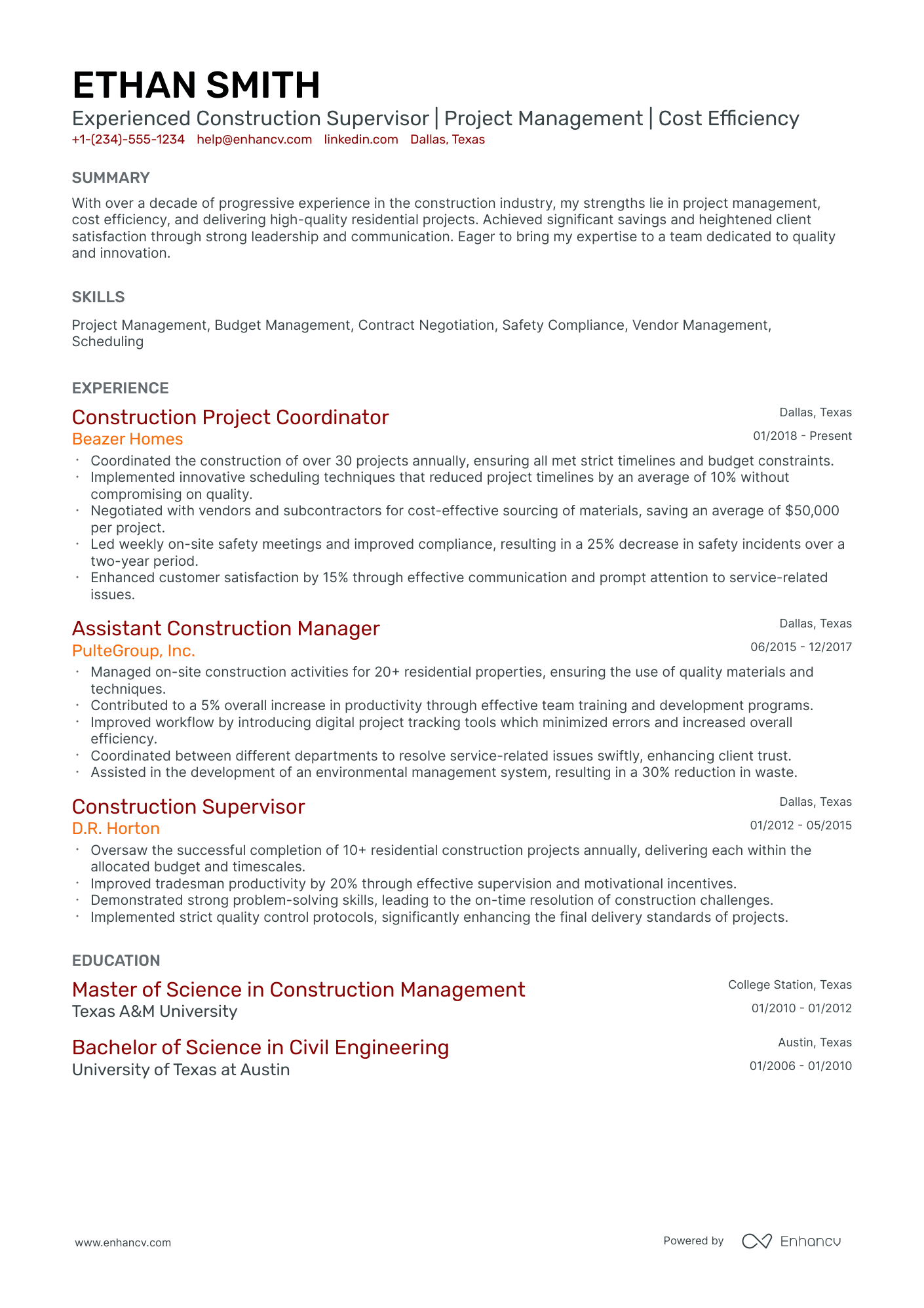 A resume example of a Classic