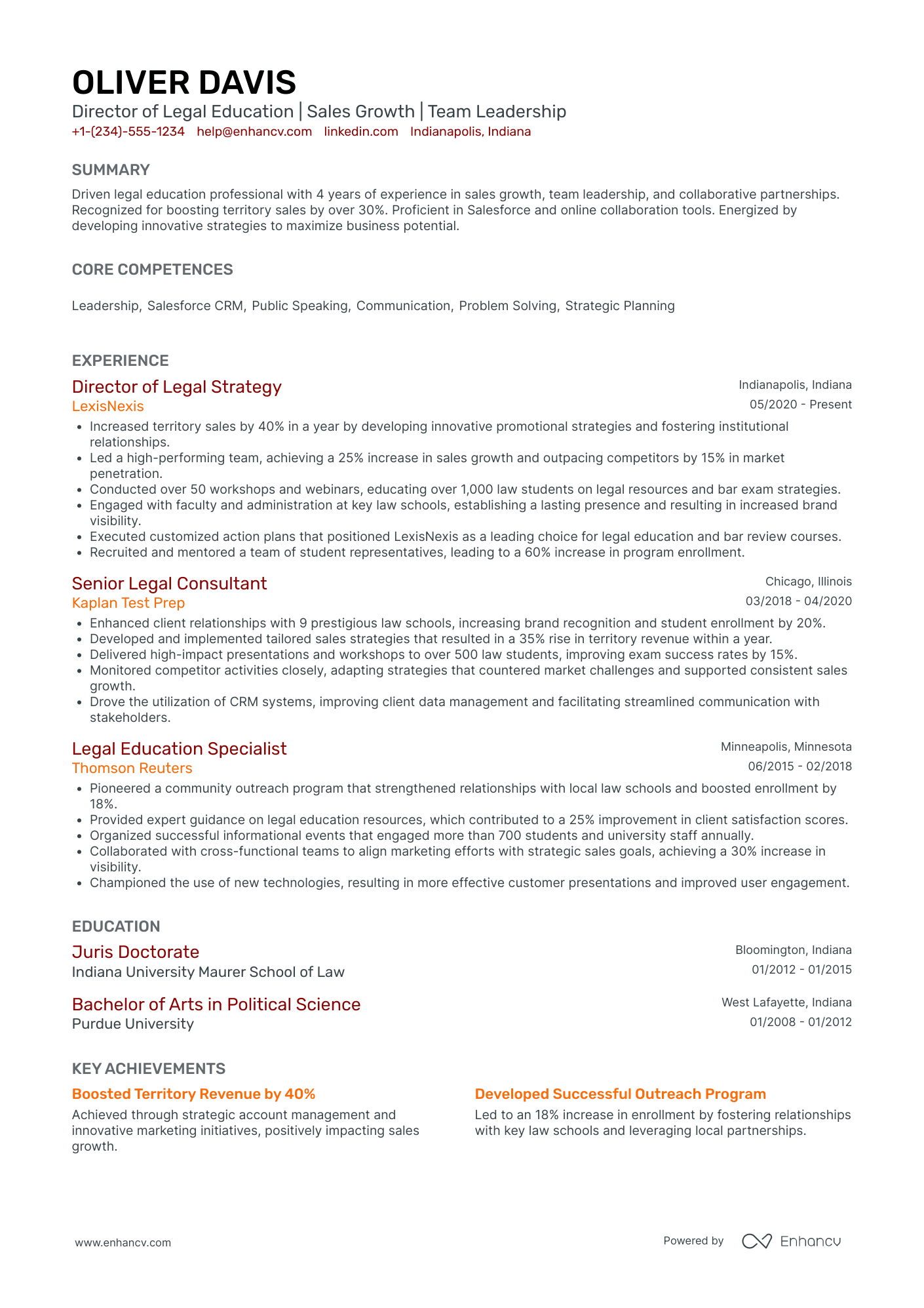 A resume example of a Chief Legal Officer in Education