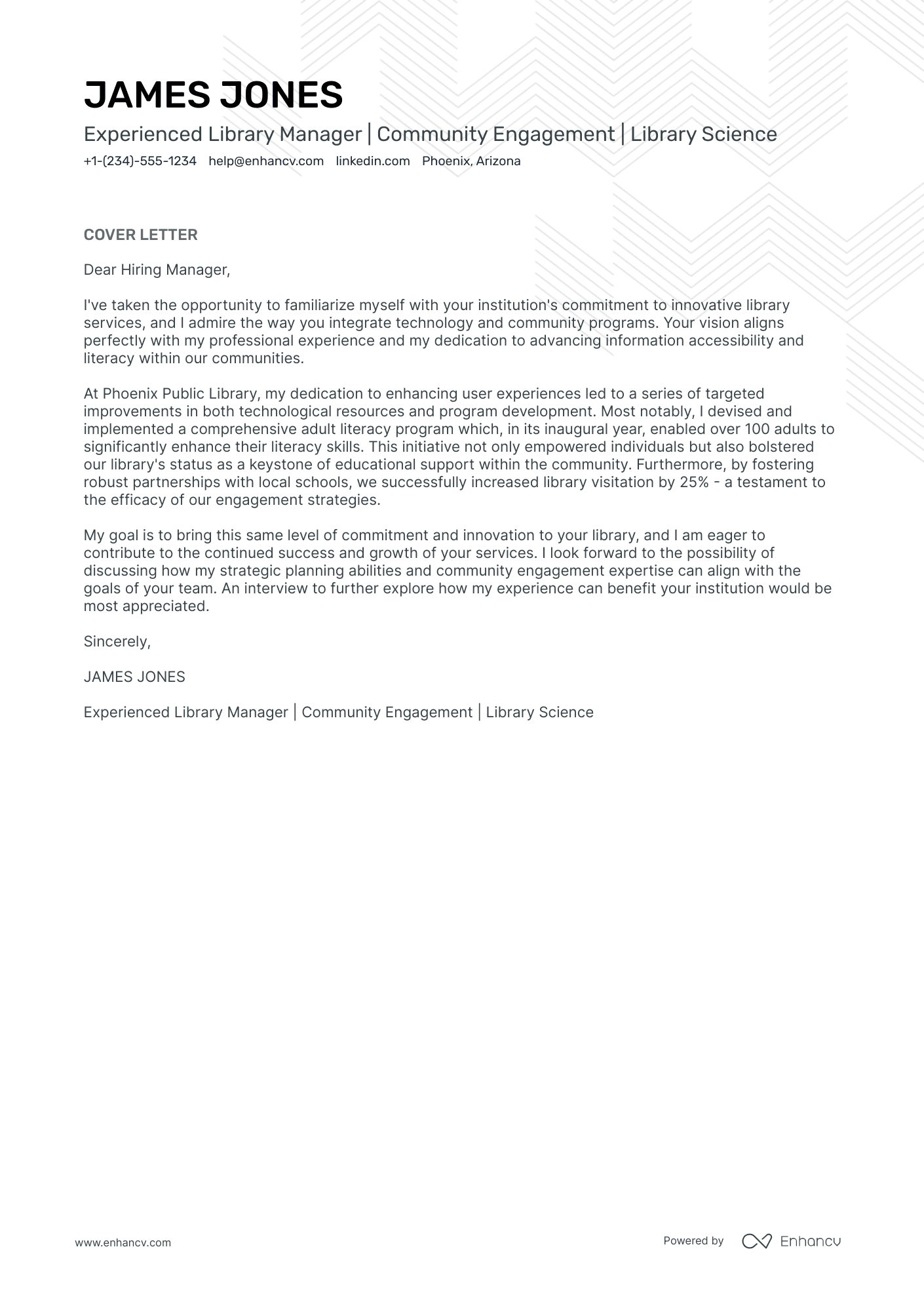 A resume example of a Library Director