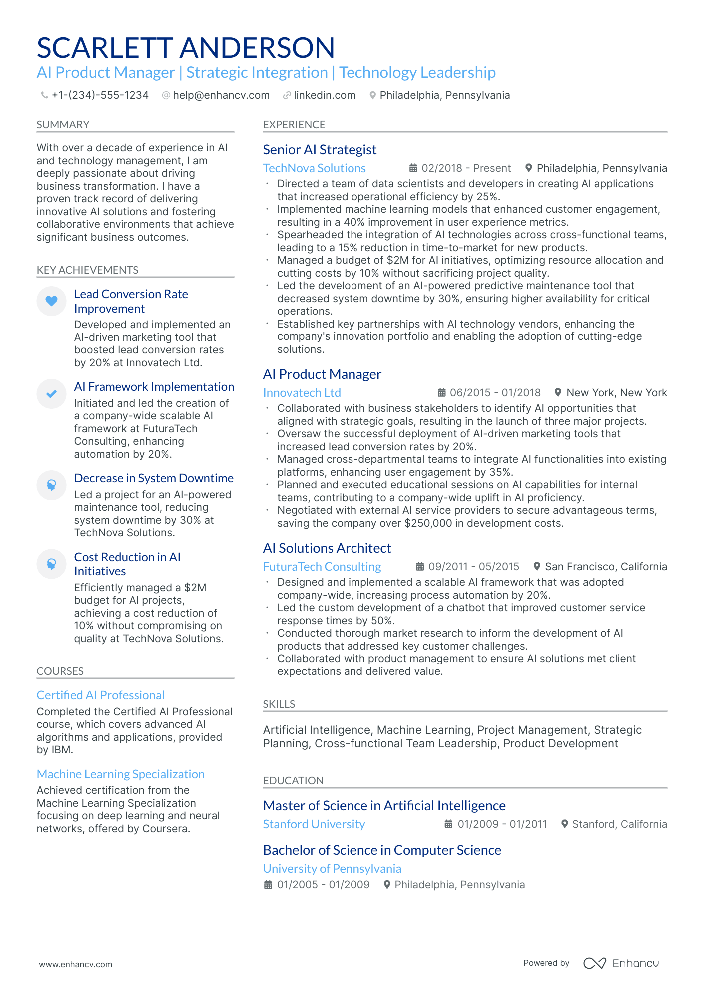 A resume example of a Stylish