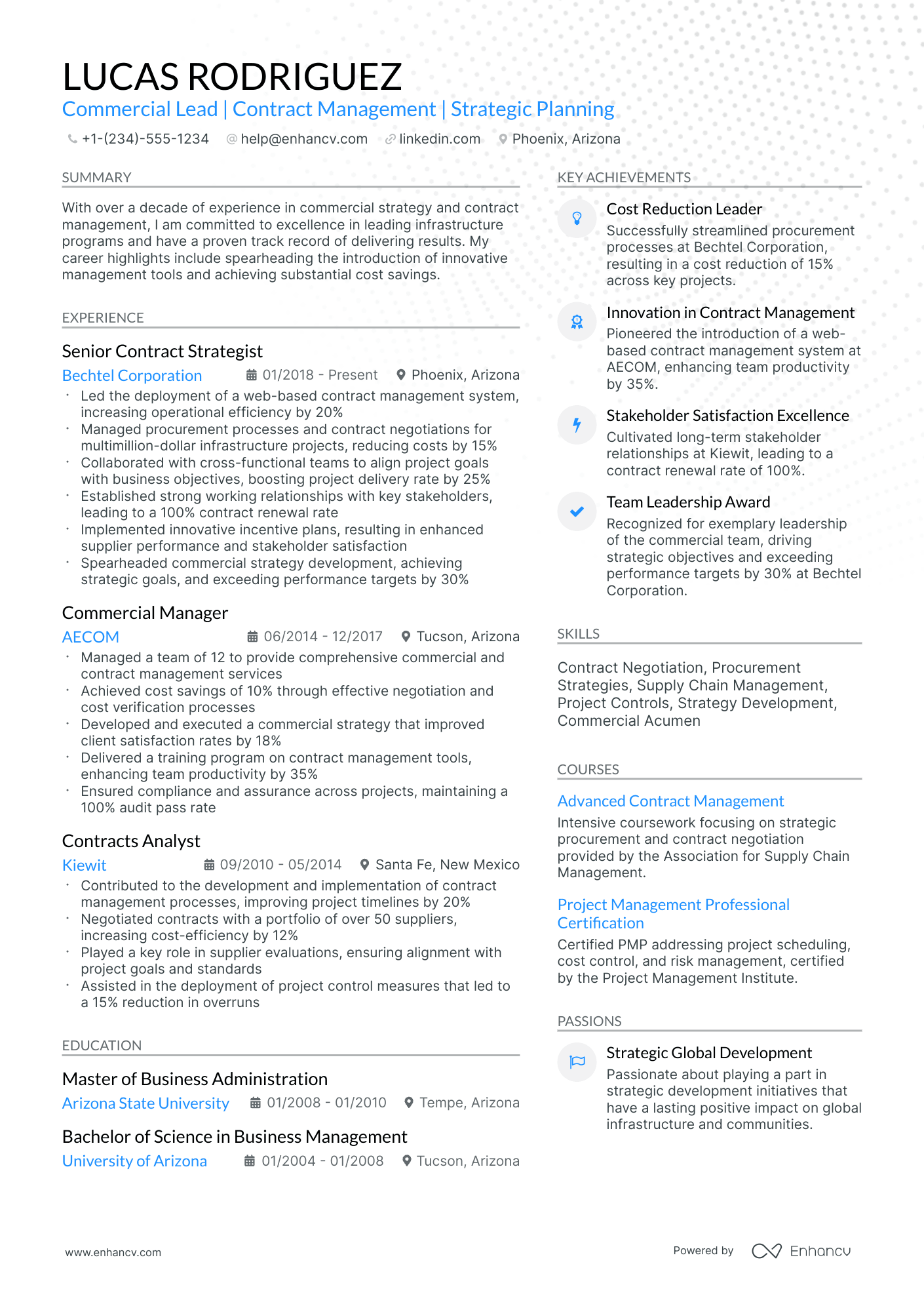 A resume example of a Modern