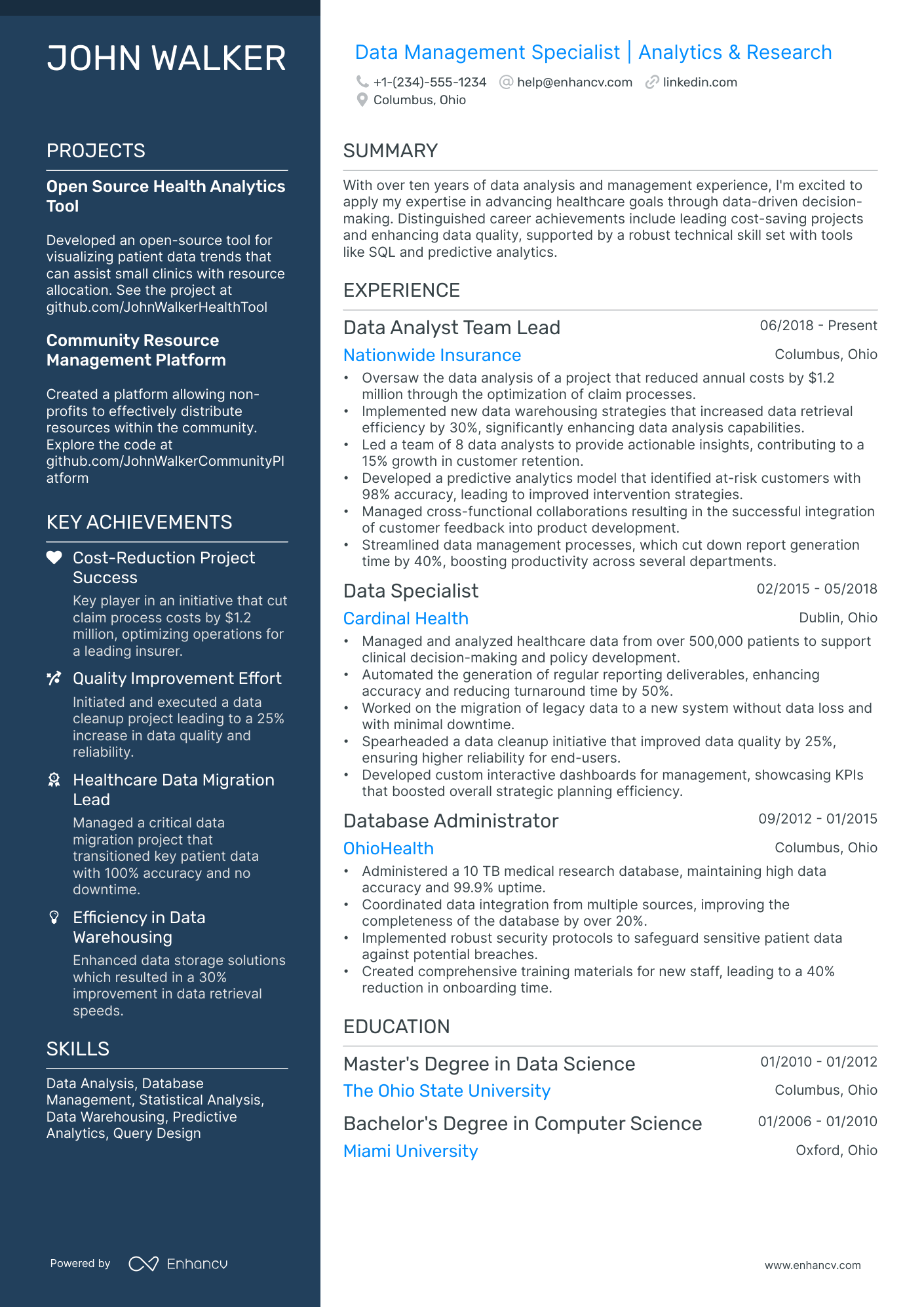 A resume example of a Polished
