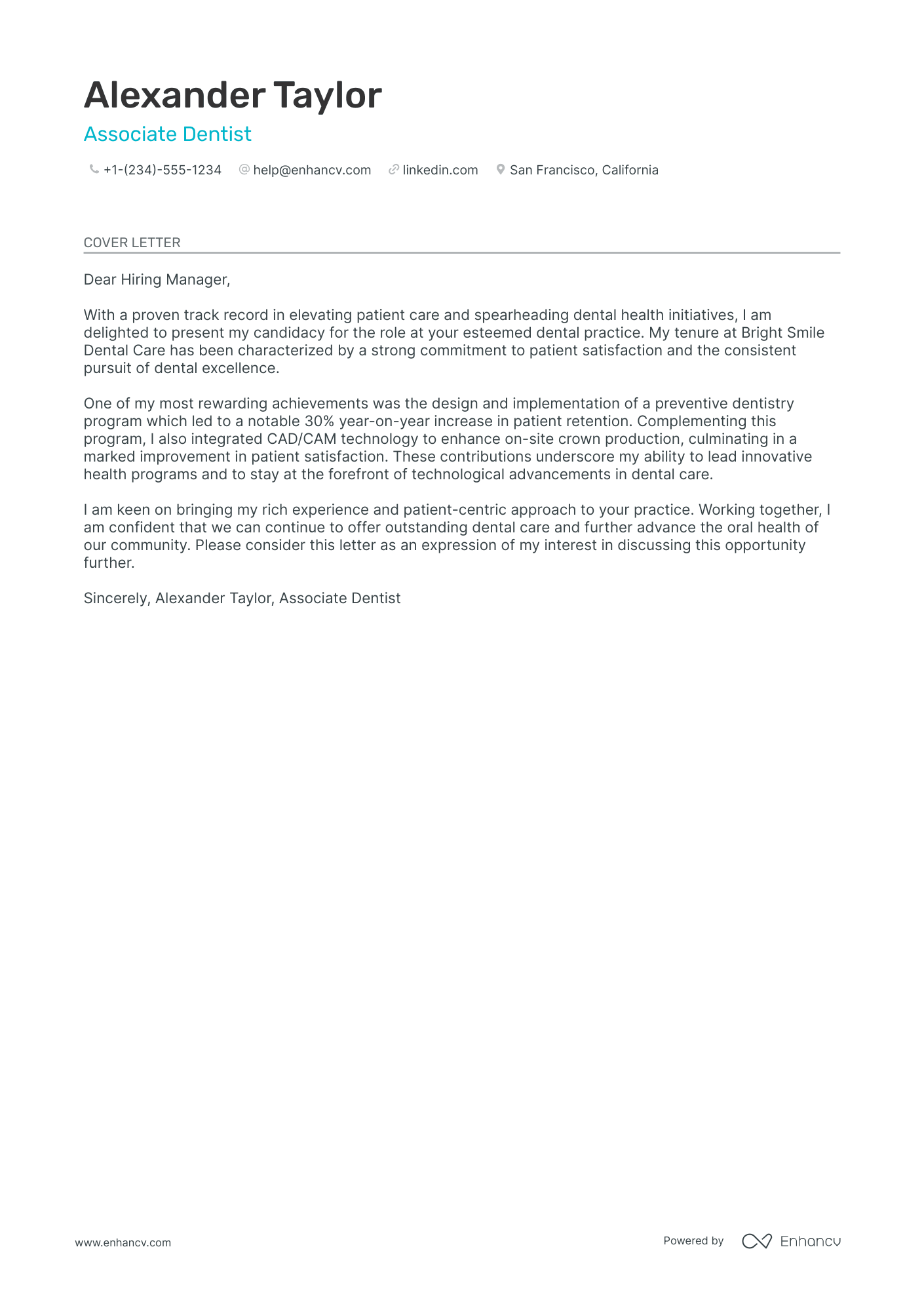A resume example of a Associate Dentist