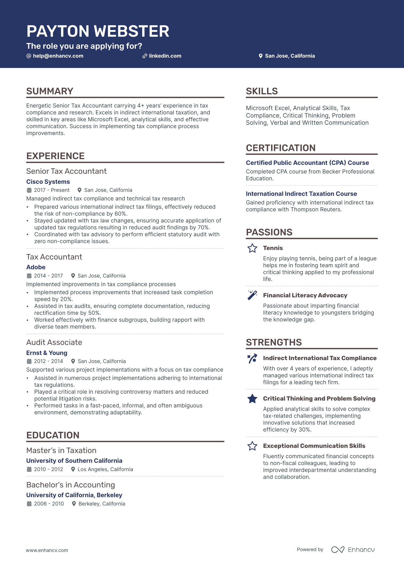 A resume example of a Creative