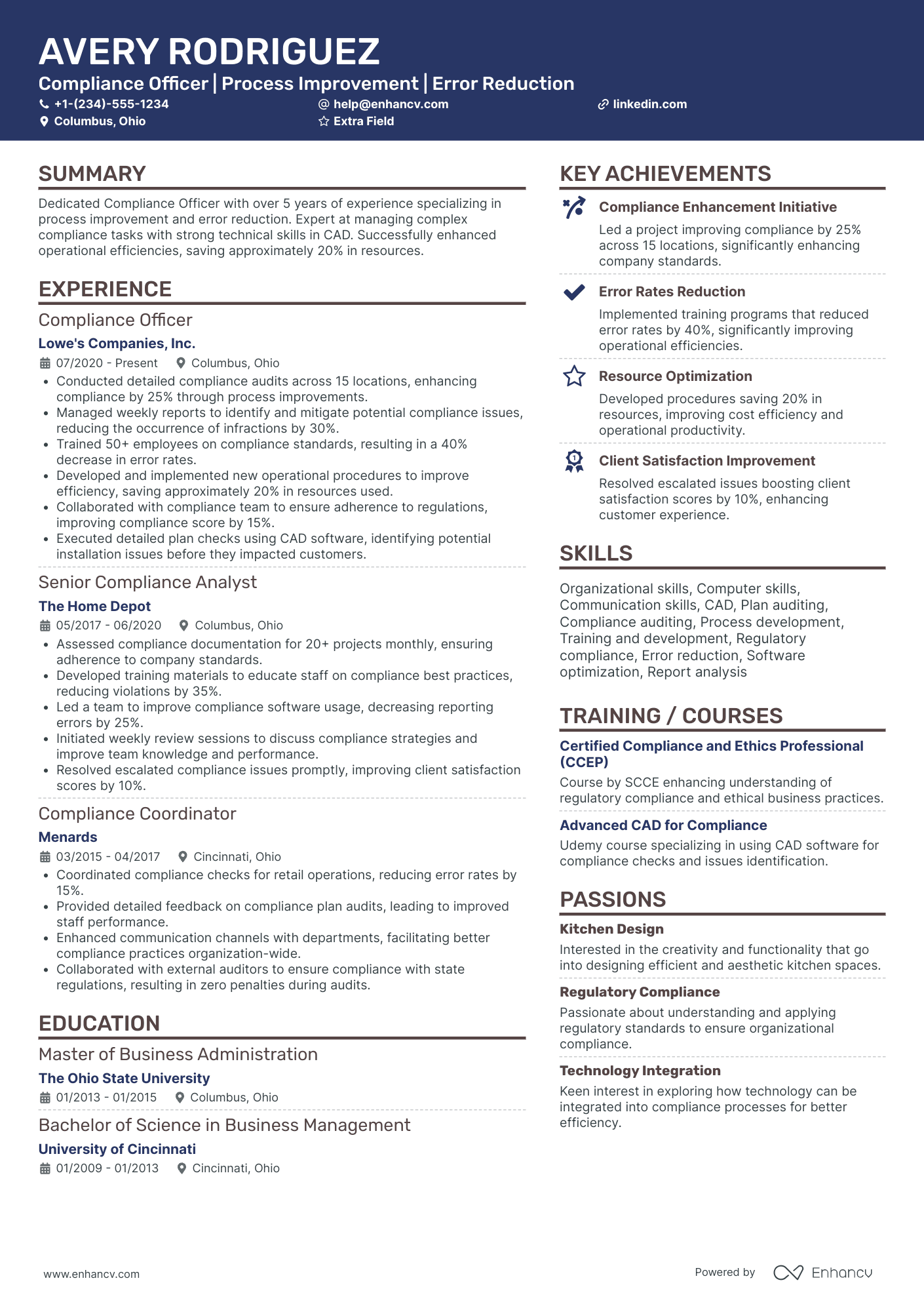 A resume example of a Advertising Compliance Officer