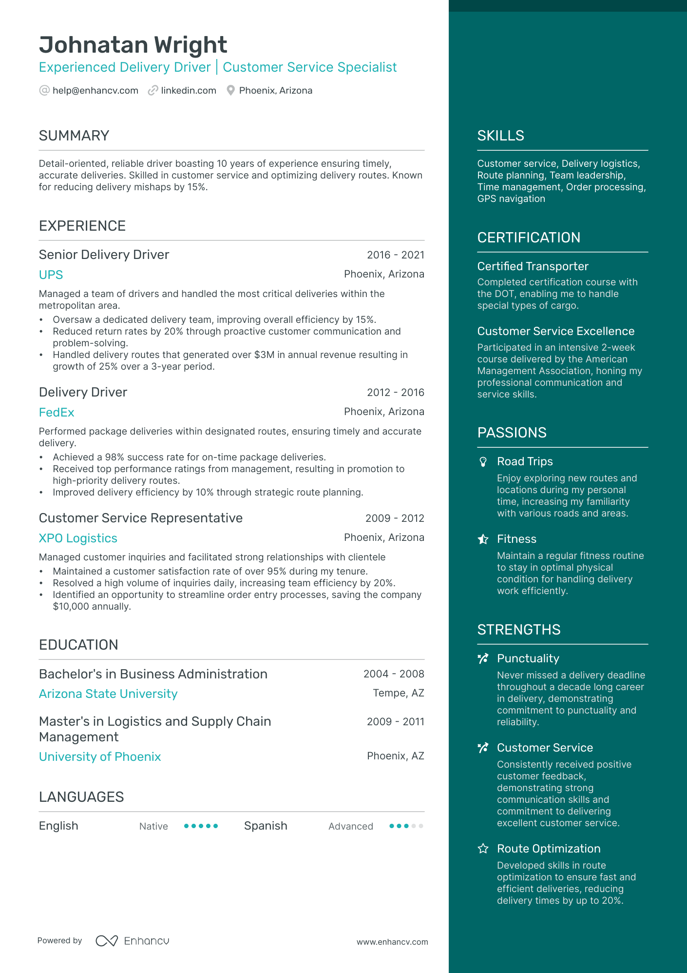A resume example of a Elegant