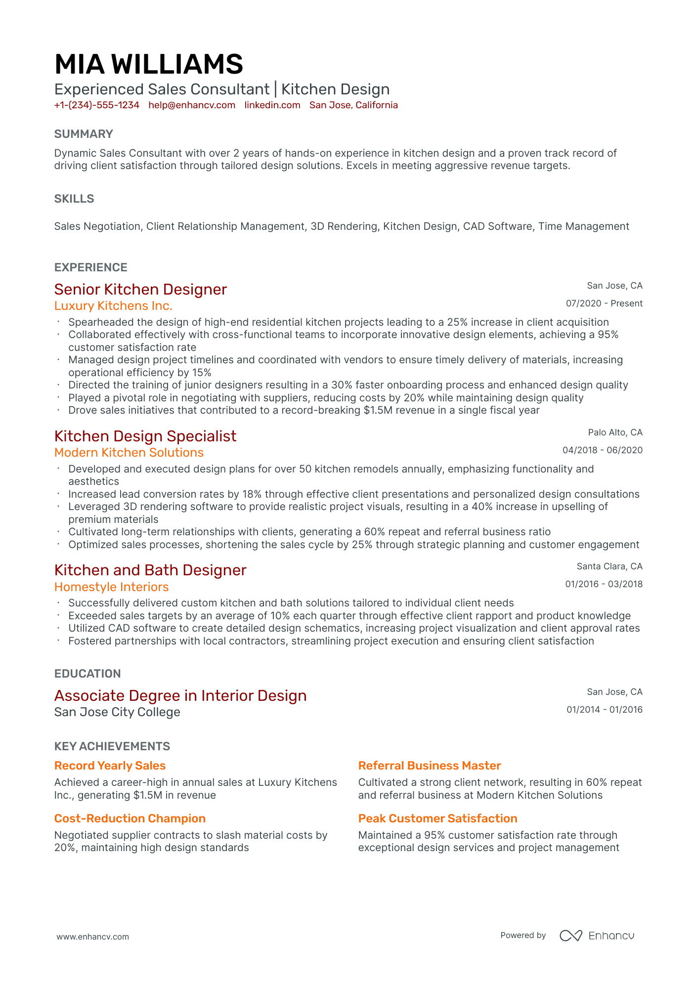 A resume example of a Classic
