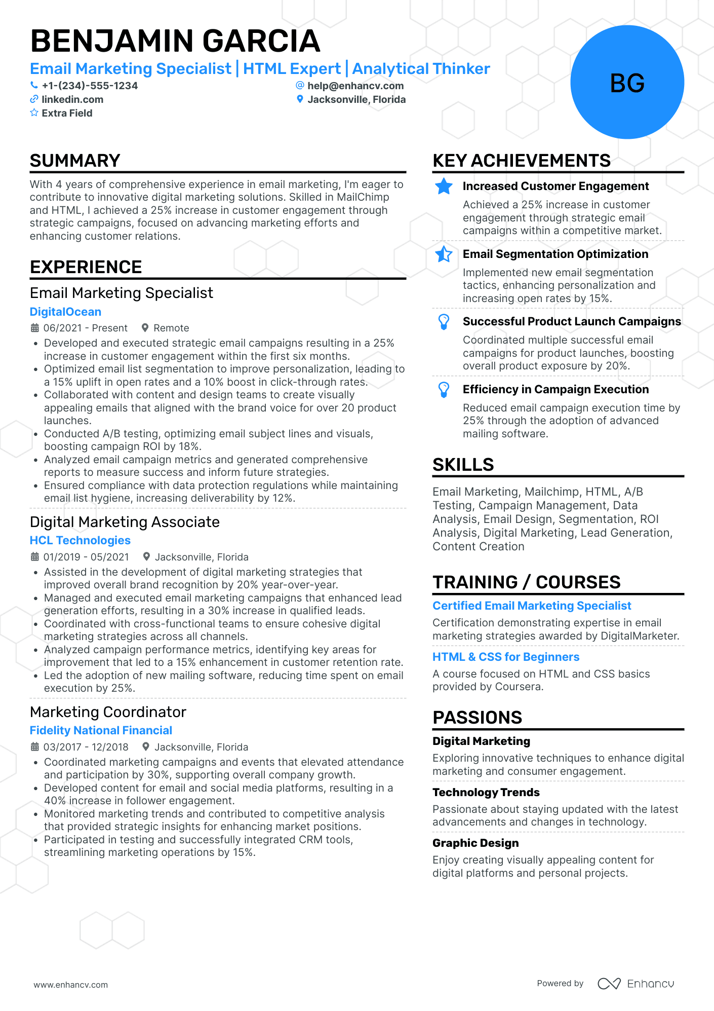 A resume example of a Email Marketing Specialist