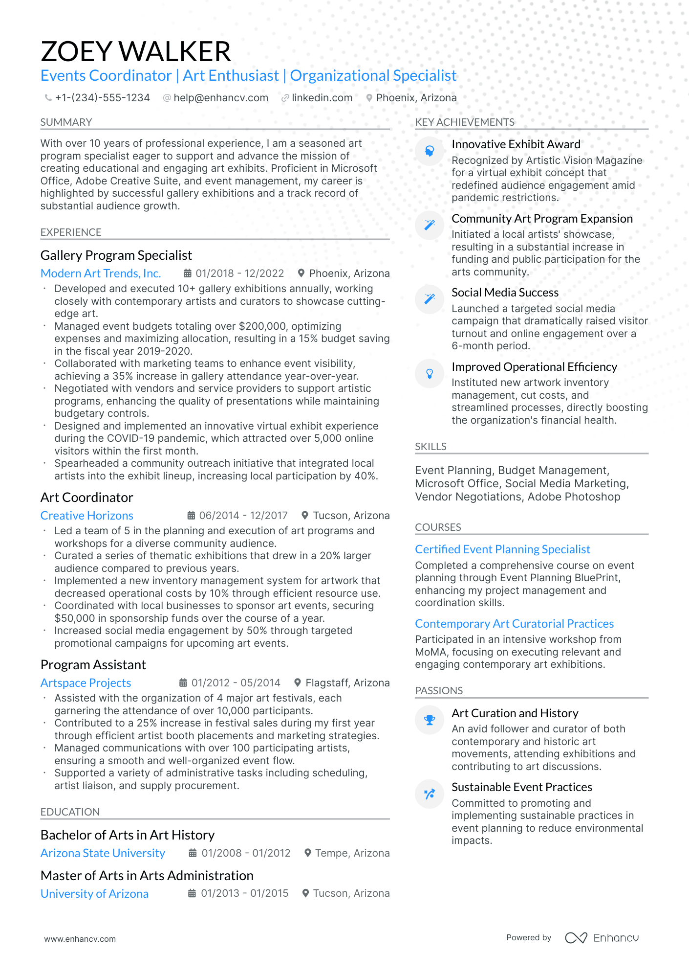 A resume example of a Modern