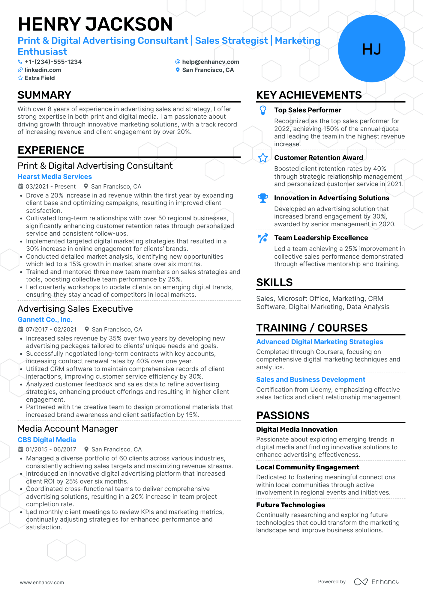 A resume example of a Mid Level Advertising Consultant