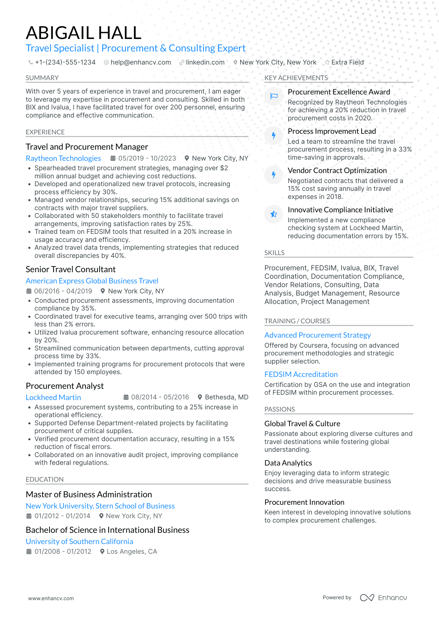A resume example of a Travel Consultant Specialist
