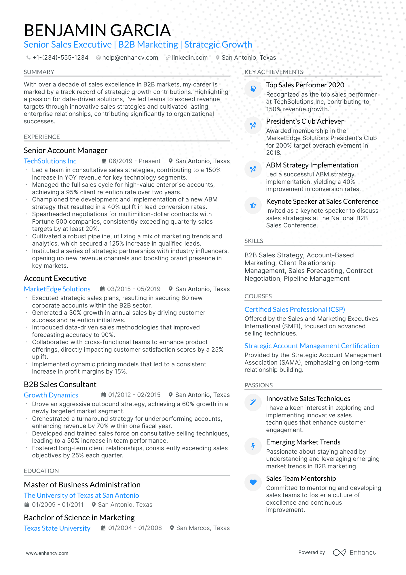 A resume example of a Modern