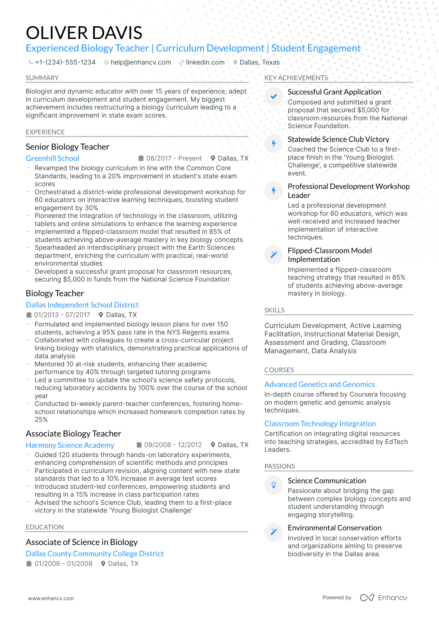 A resume example of a Modern
