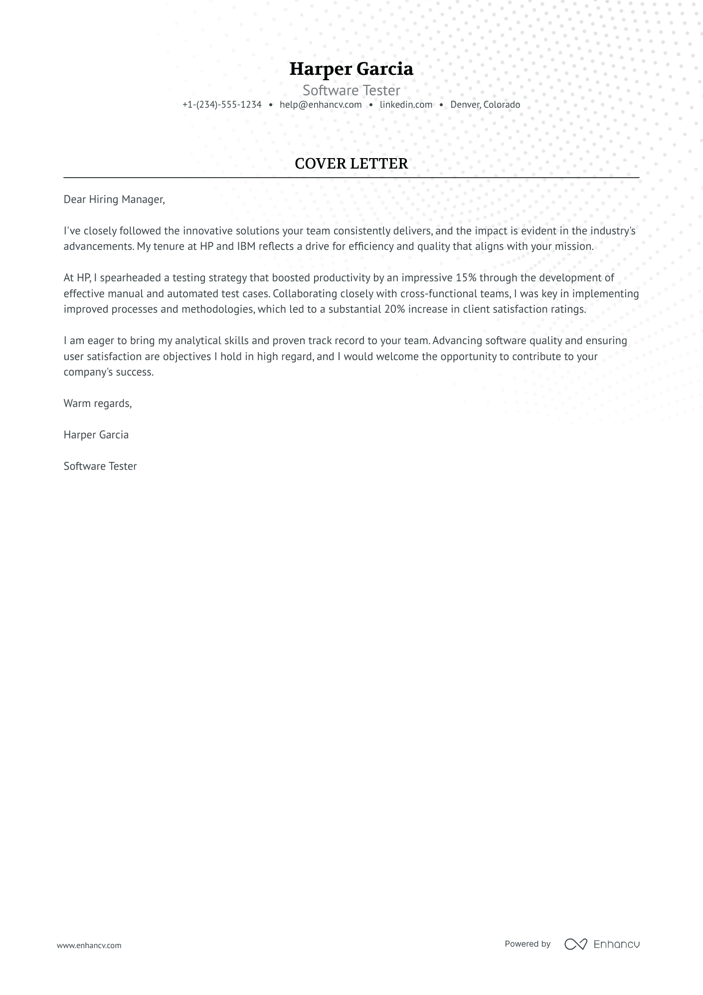 A resume example of a Junior Manual Tester