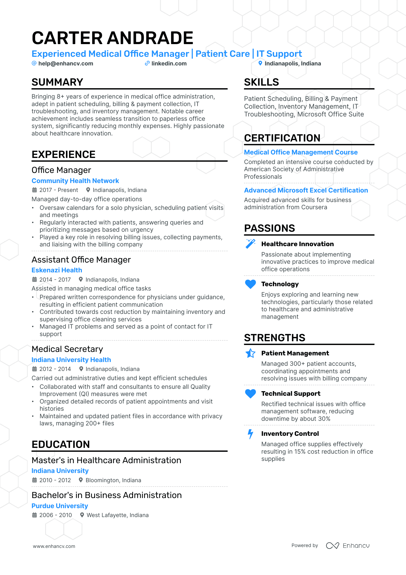 A resume example of a Double Column