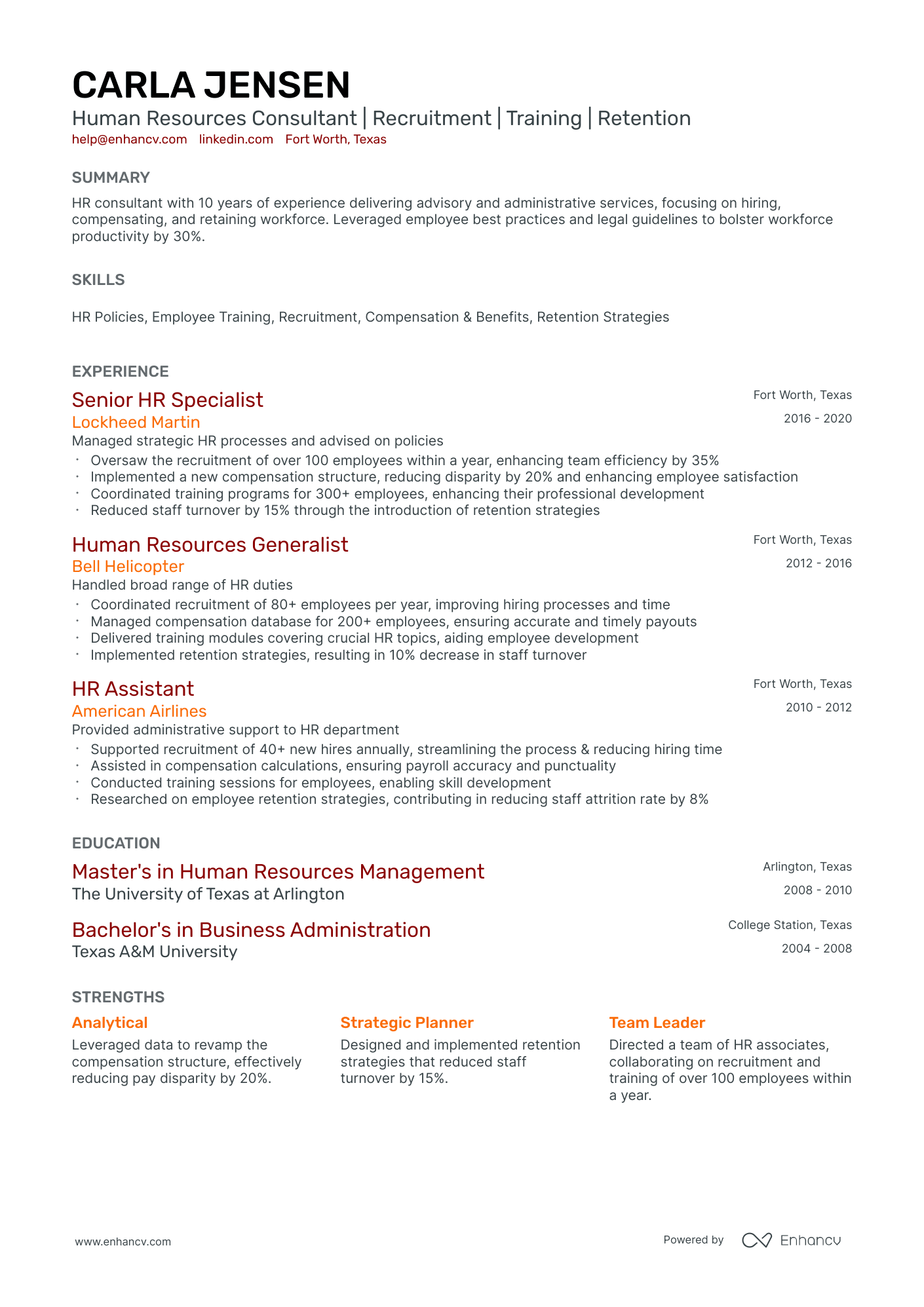 A resume example of a Classic
