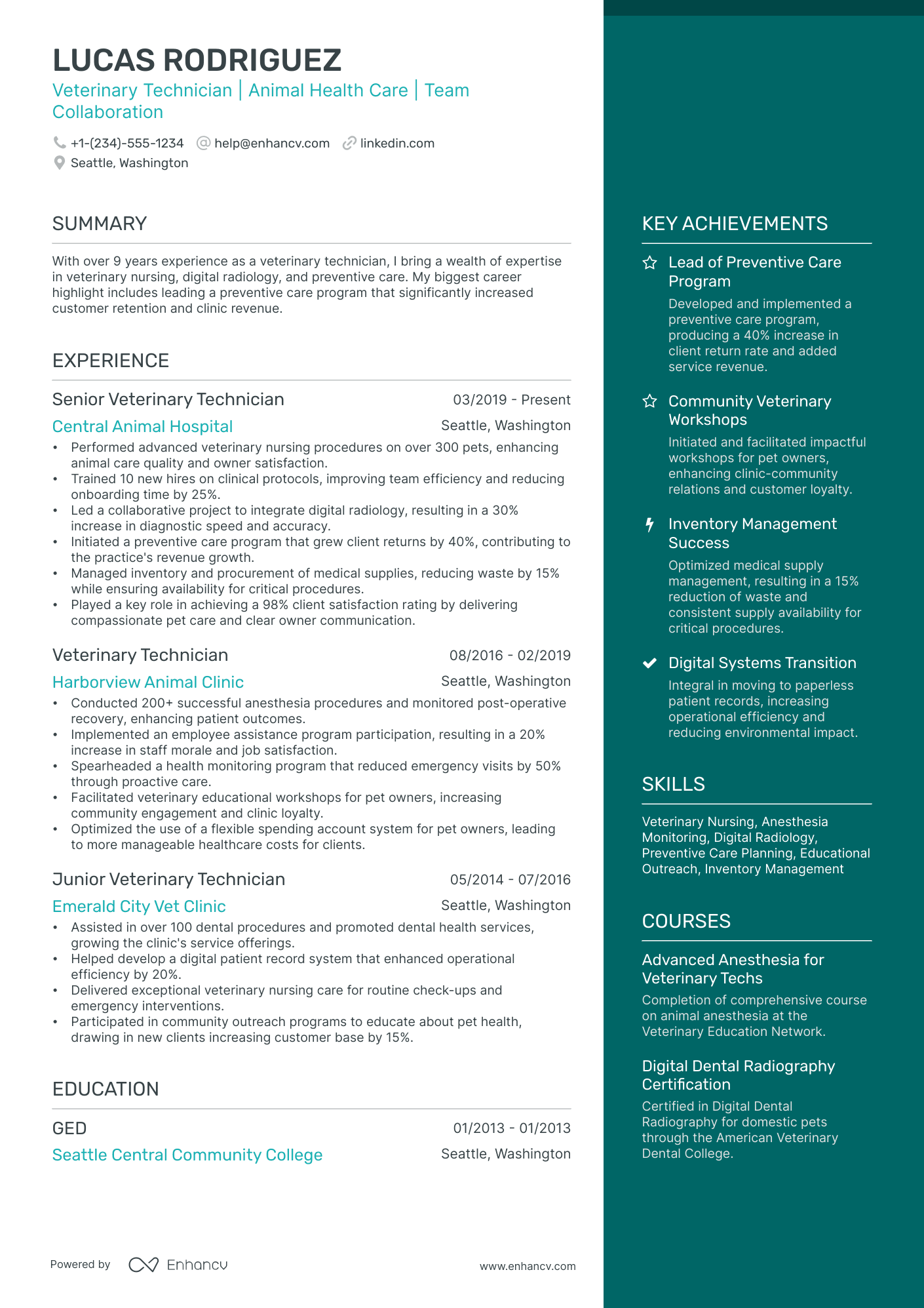A resume example of a Elegant