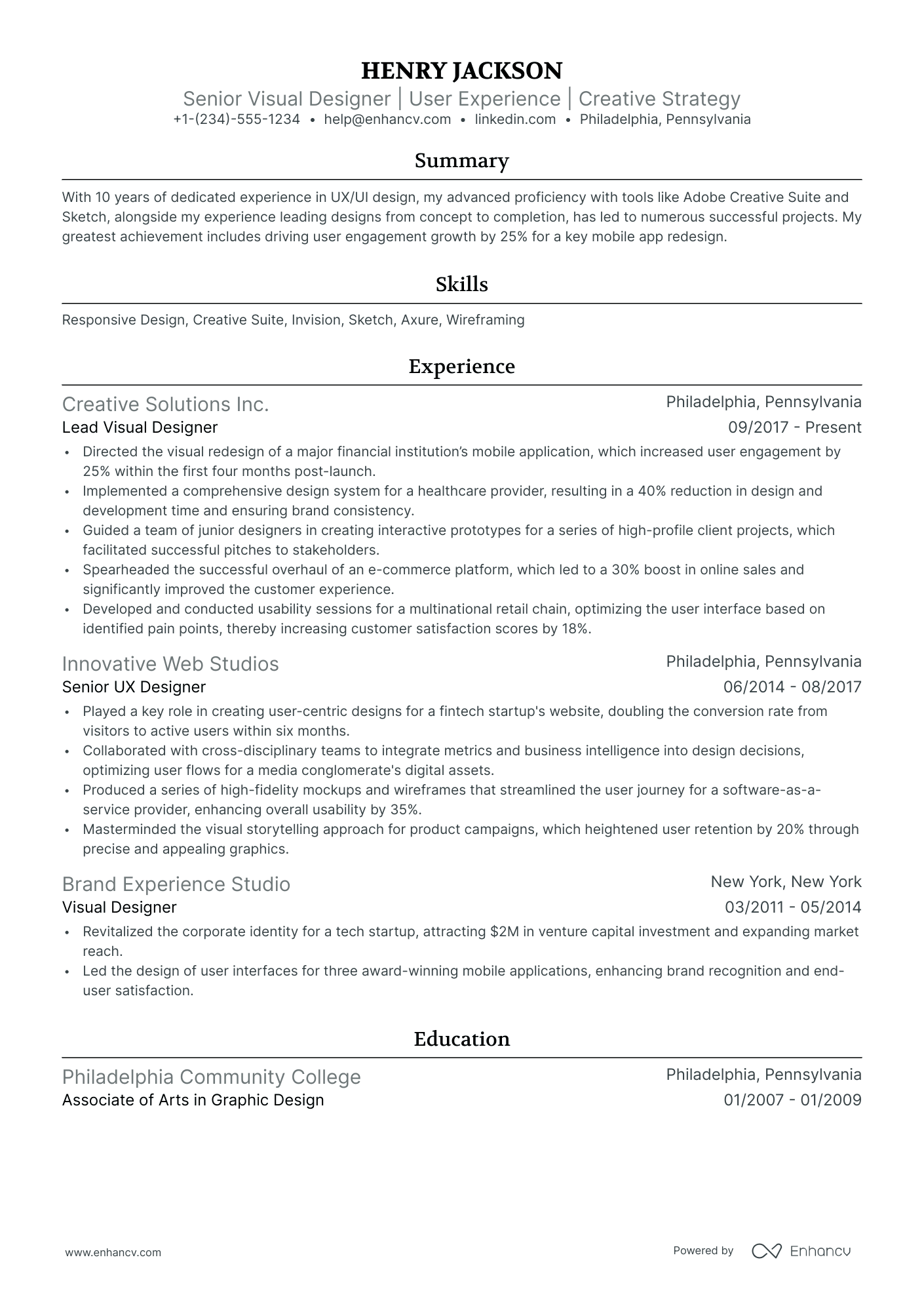 A resume example of a Ivy League