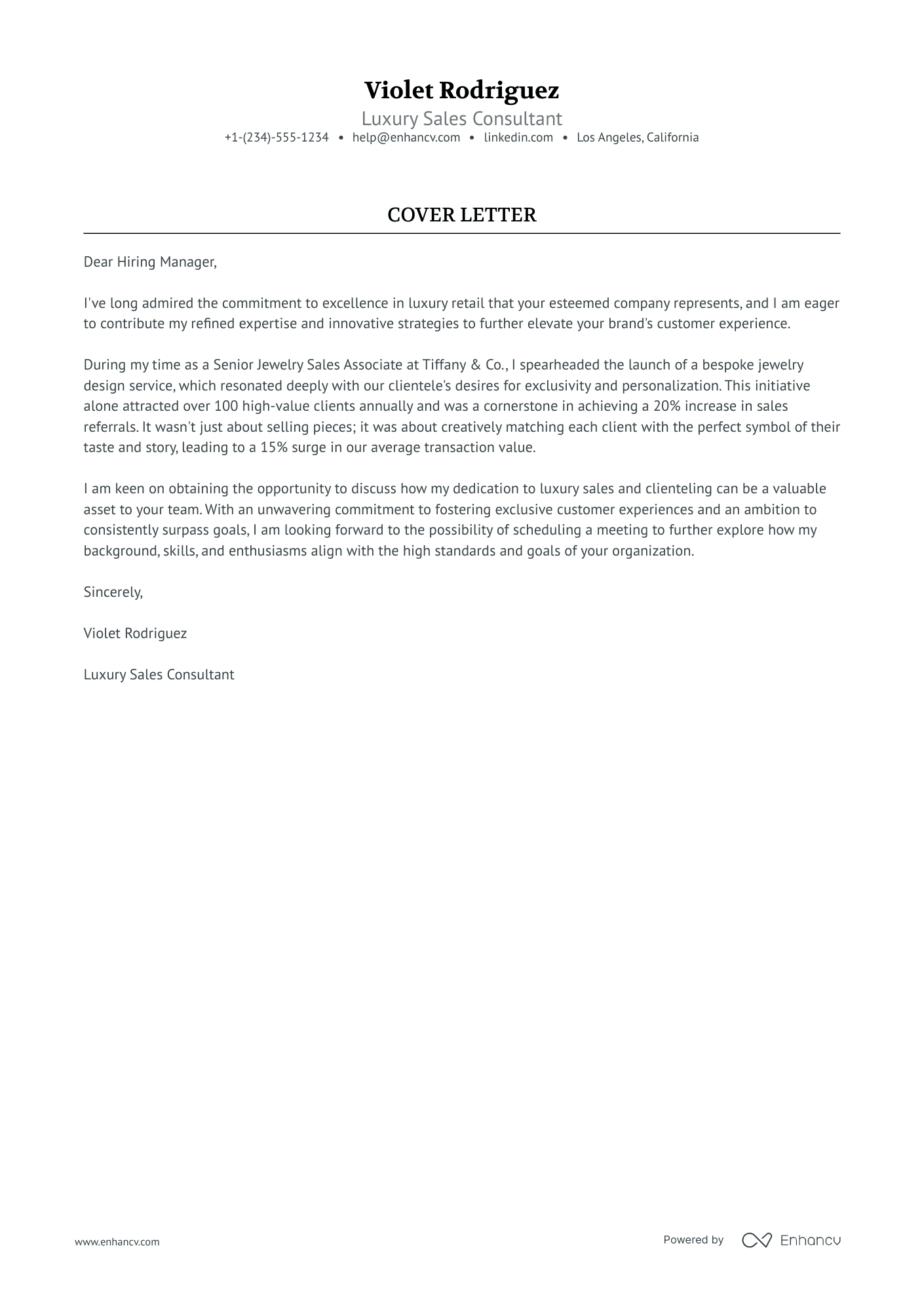 A resume example of a Jewelry Sales