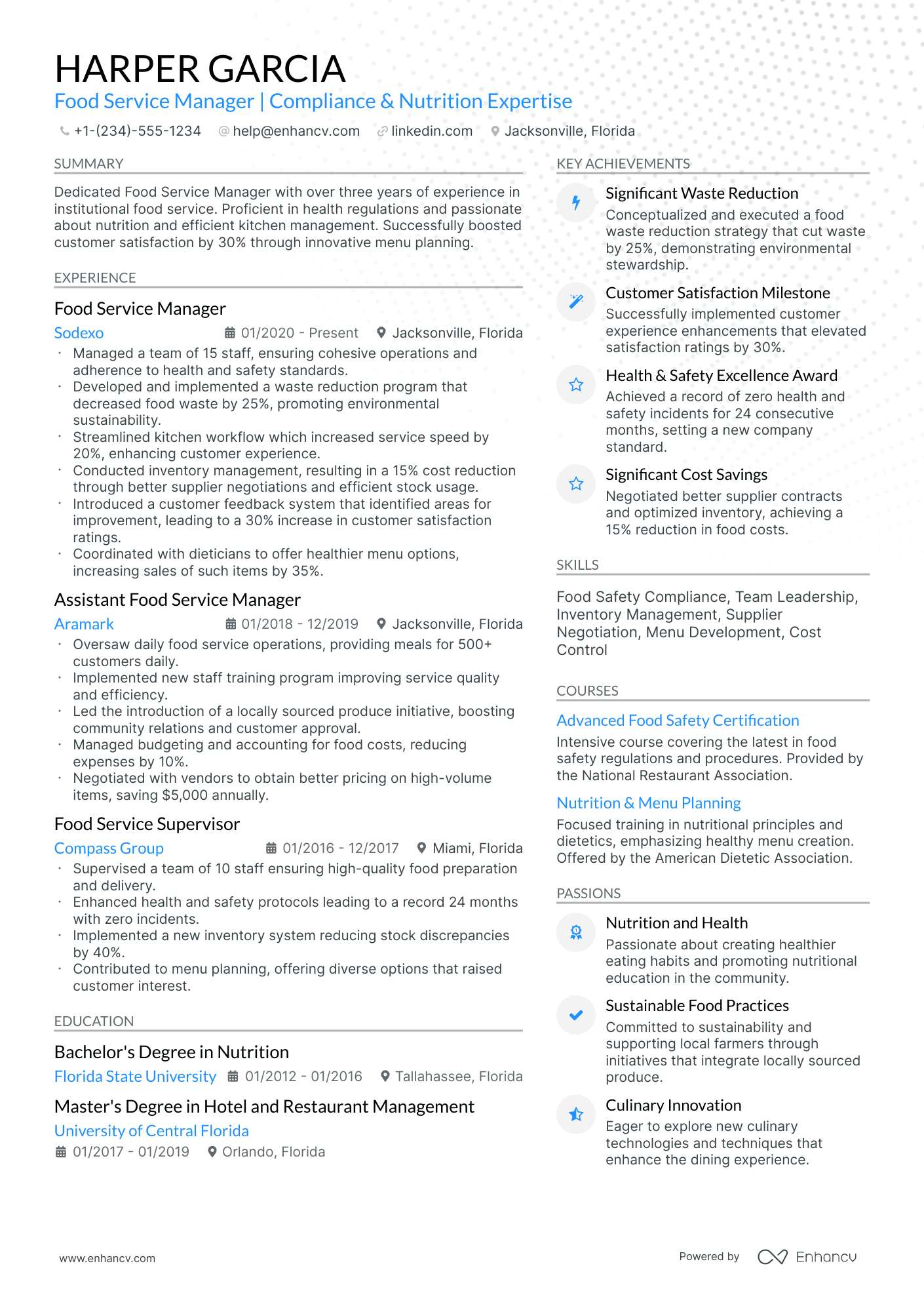 A resume example of a Modern