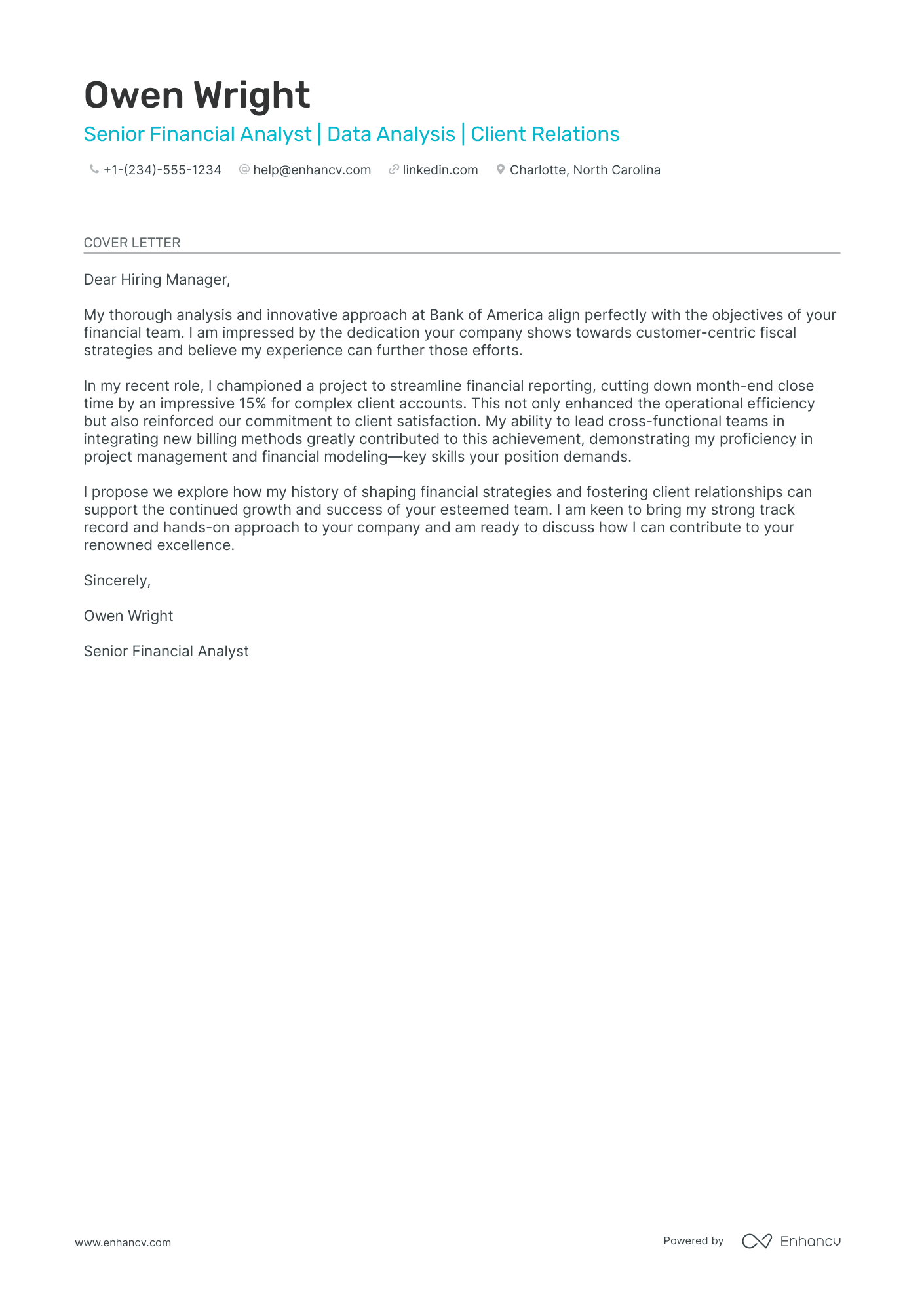 A resume example of a Financial Consultant