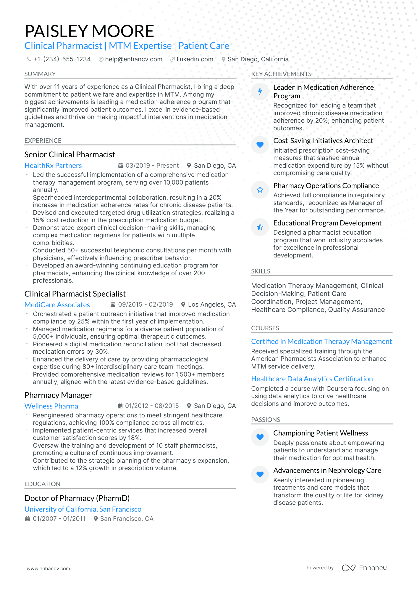 A resume example of a Modern