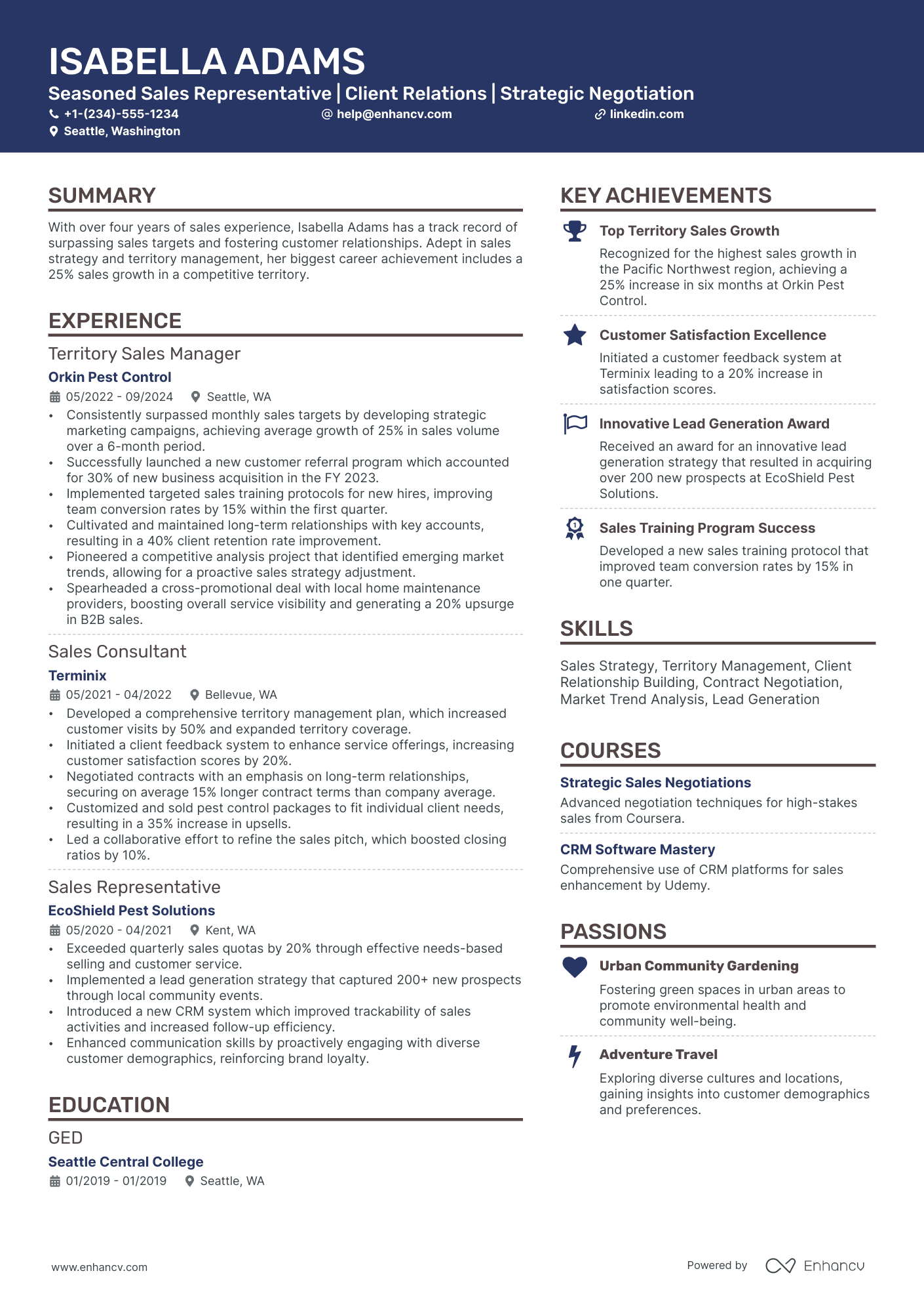 A resume example of a Creative