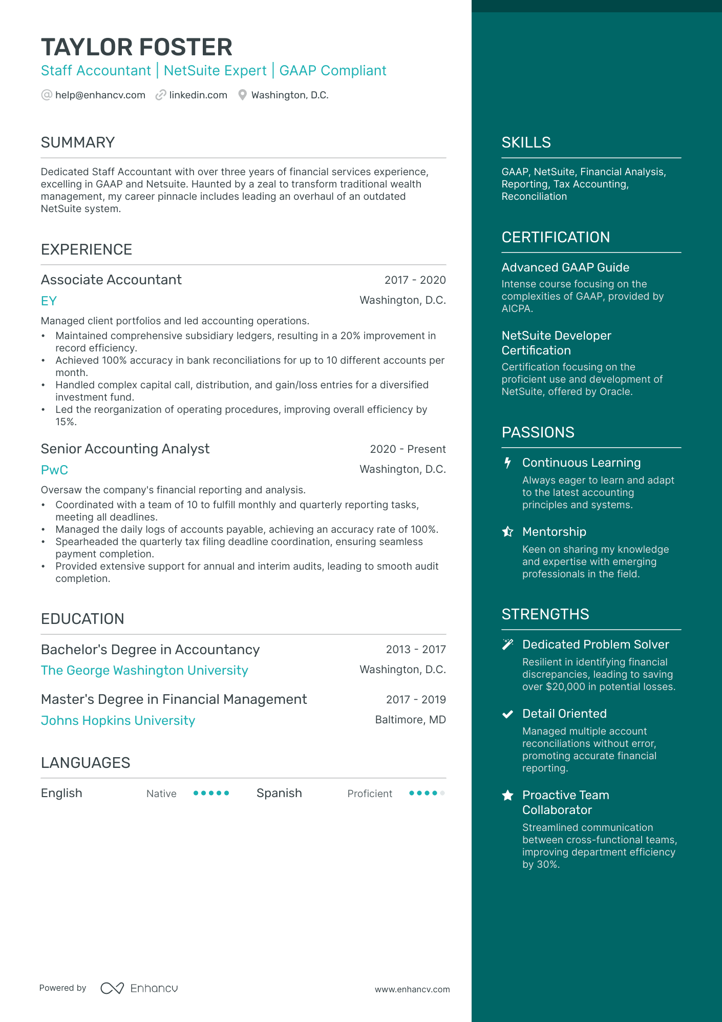 A resume example of a Elegant